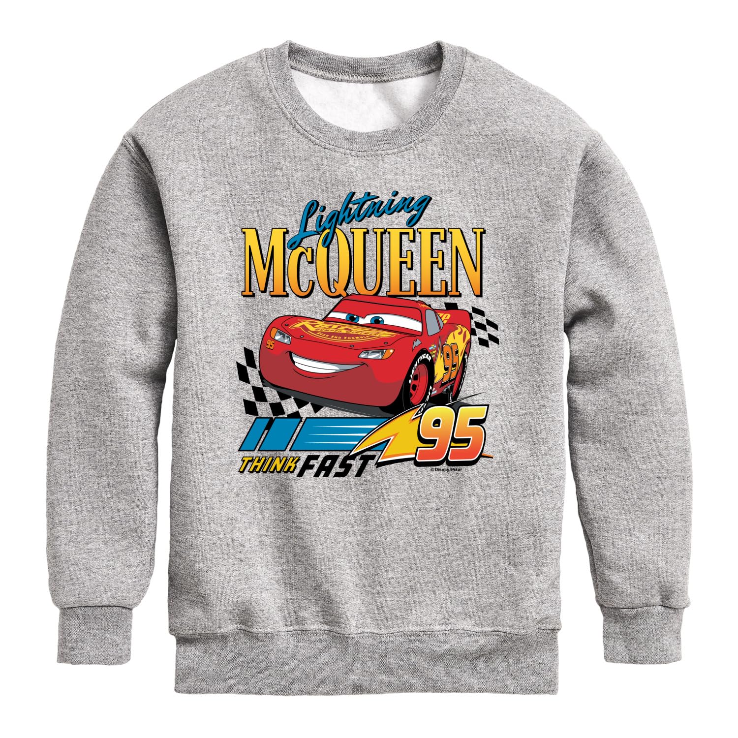 Disney Cars Lightning McQueen Think Fast Fleece Sweatshirt for Toddlers & Kids - Soft & Warm Crewneck Pullover for Playtime & School Days