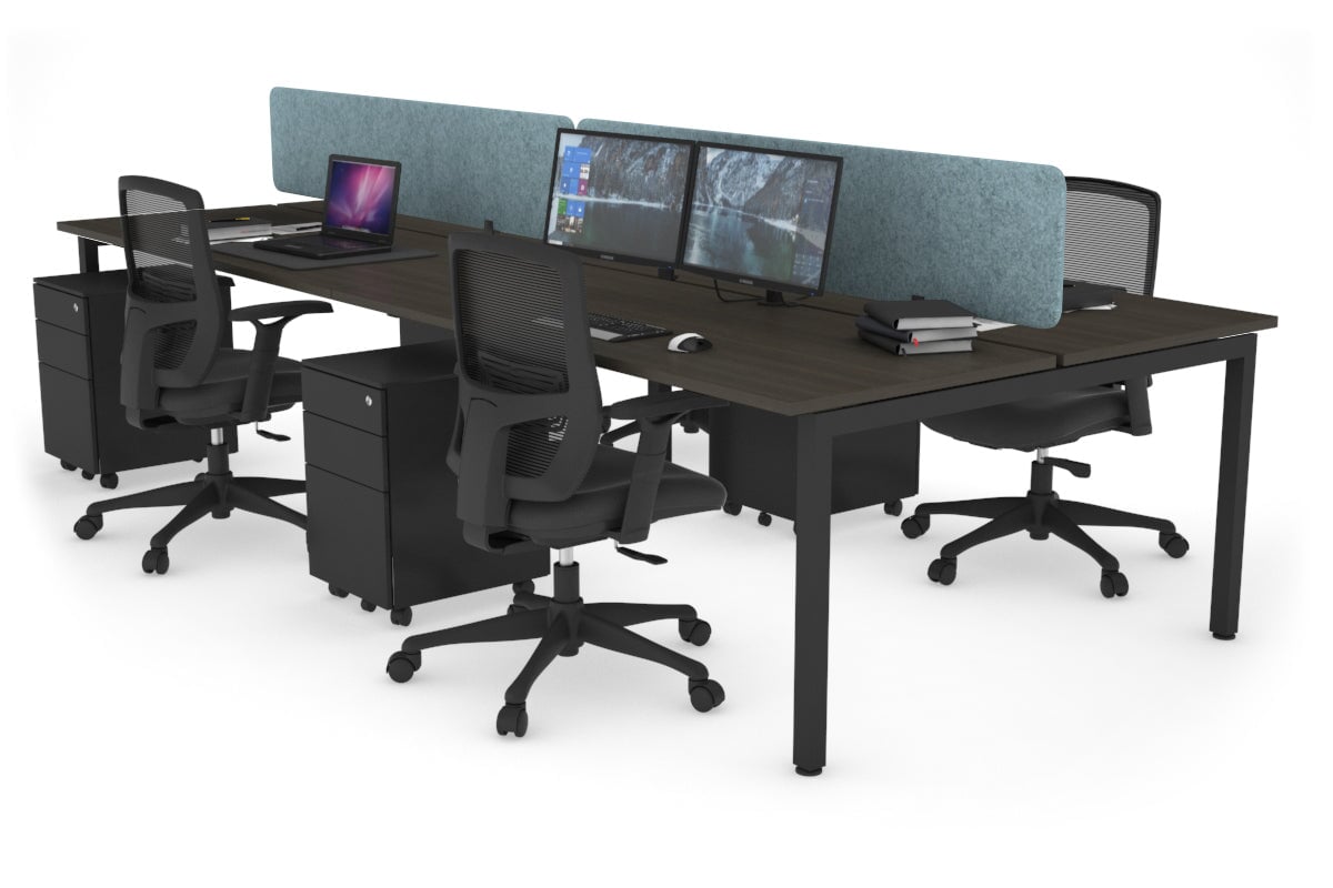 Quadro Square Legs 4-Person Office Workstation Desk - 1200L x 700W - Modern Office Furniture for Collaborative Workspaces & Team Meetings