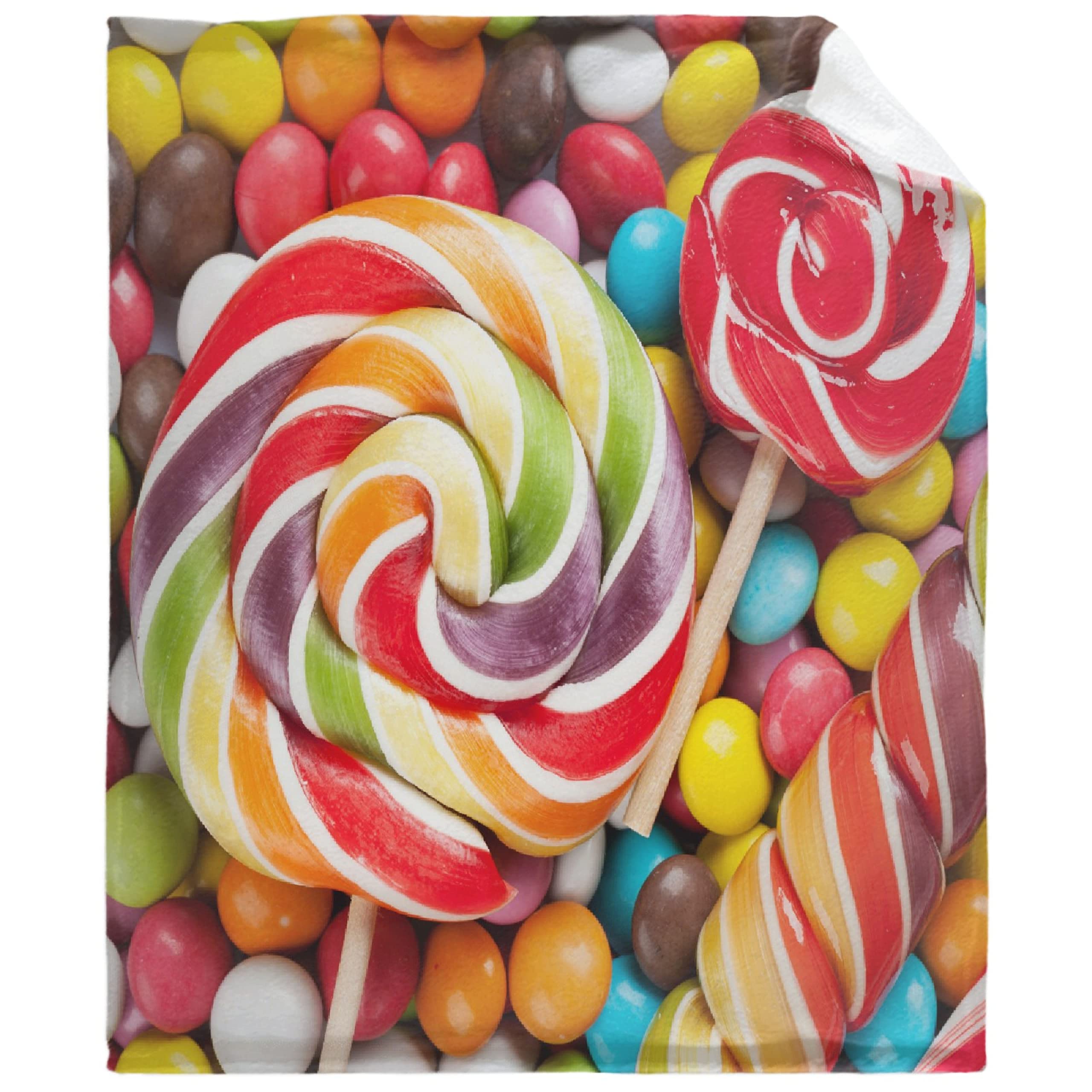 Rainbow Candy Chocolate Sugar Fleece Throw Blanket - Soft Cozy Plush Blanket for Kids, Boys & Girls - Colorful Sweet Food Pattern - Lightweight Bed Quilt for Sofa, Couch & Travel (120x90 inches) - Perfect Gift for Birthday, Christmas & Family Movie Nights