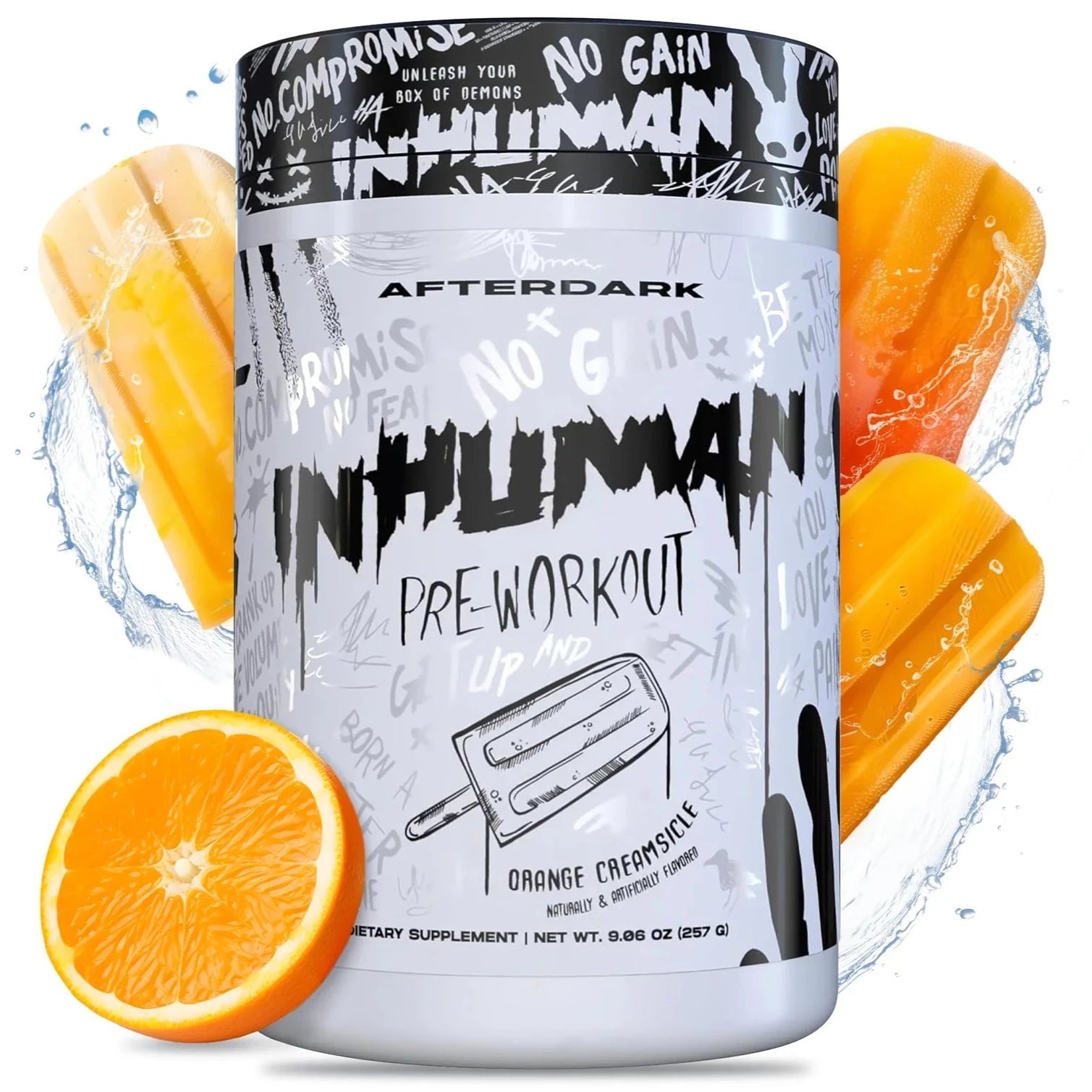 AfterDark InHuman Pre Workout Powder 257g - Energy Booster & Muscle Performance Supplement for Gym, Bodybuilding & Intense Workouts