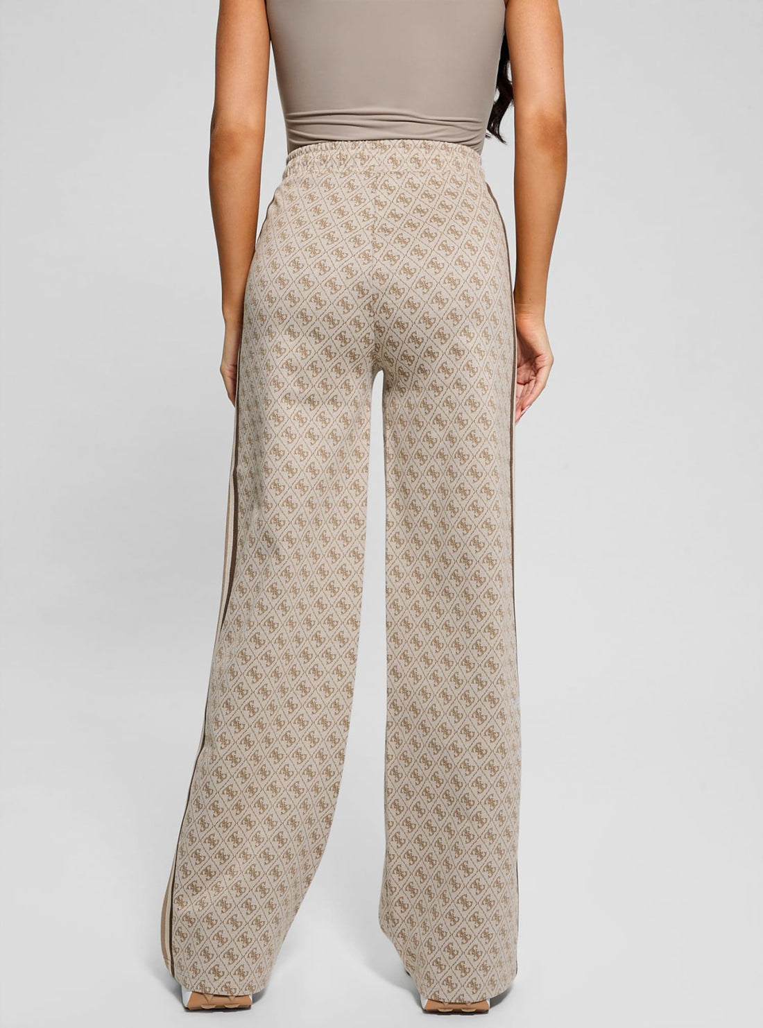 Stylish Beige Logo Denim Pants for Women - High Waist Skinny Jeans with Embroidered Design | Perfect for Casual Wear, Office Outfits & Date Nights
