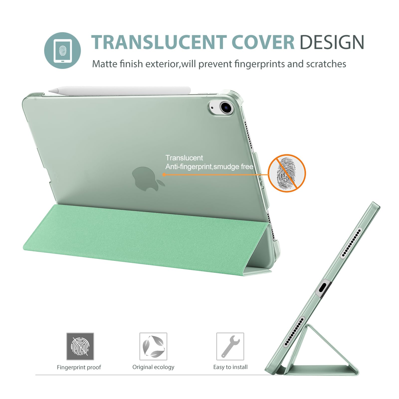ProCase iPad Air 11-inch M3/M2 & 10.9-inch 5th/4th Gen Smart Protective Case - Slim Fit Shockproof Cover for iPad Air 2020-2025 (Green) | Perfect for Work, School & Travel
