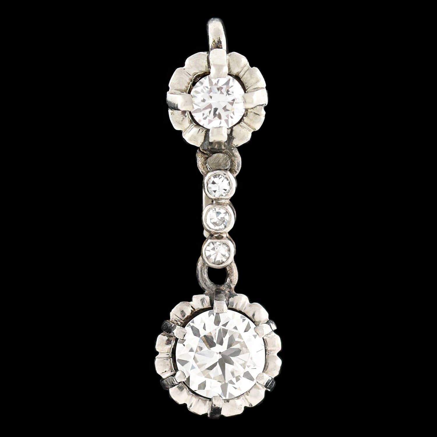 Vintage Art Deco Platinum Diamond Drop Earrings 1.75 Carat Total Weight - Perfect for Weddings, Galas & Special Occasions