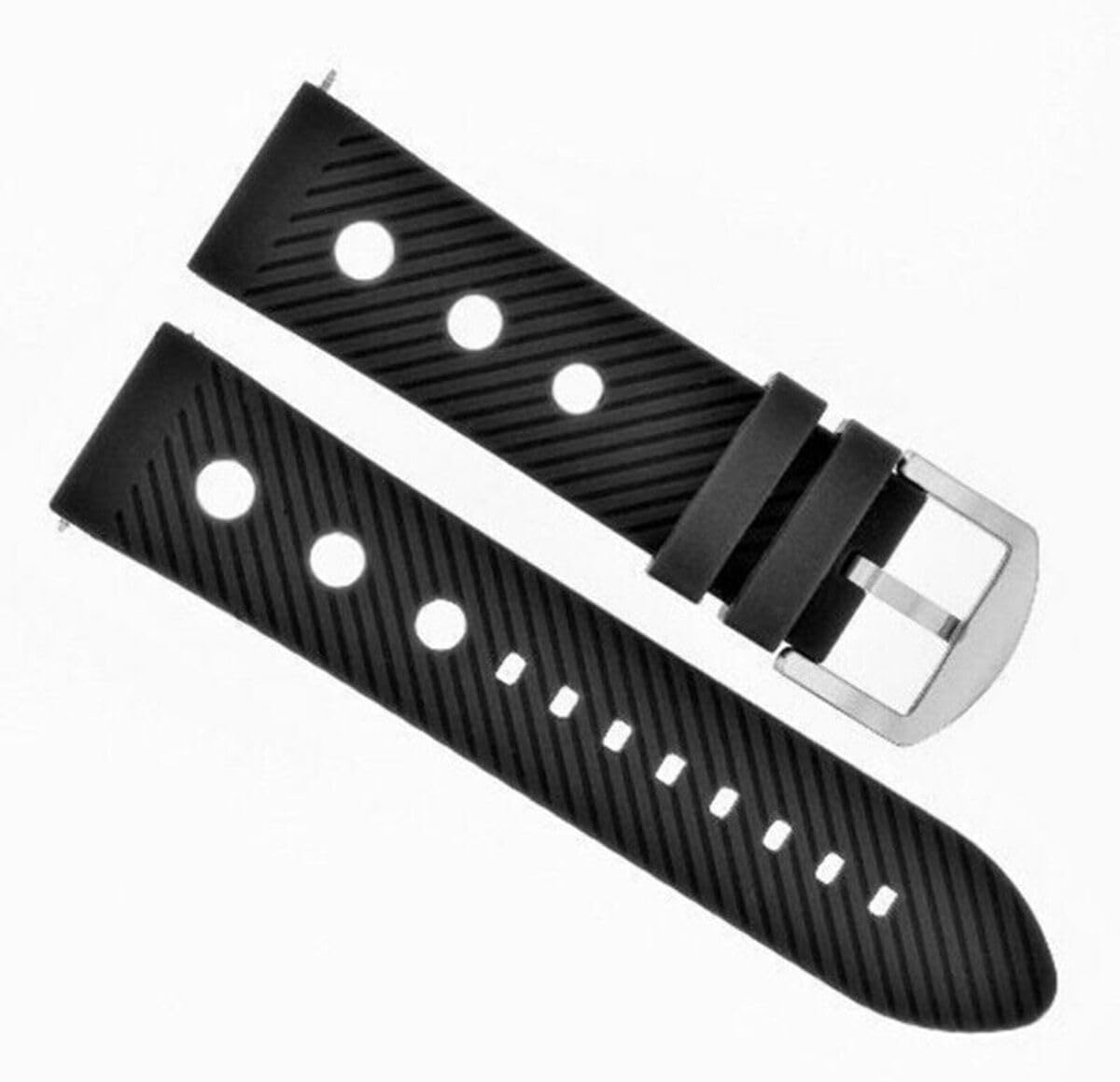 22mm Rubber Diver Watch Band Strap - Compatible with Invicta Russian 10918, 29179, 1326 - Black Replacement Strap for Water Sports, Diving & Everyday Wear