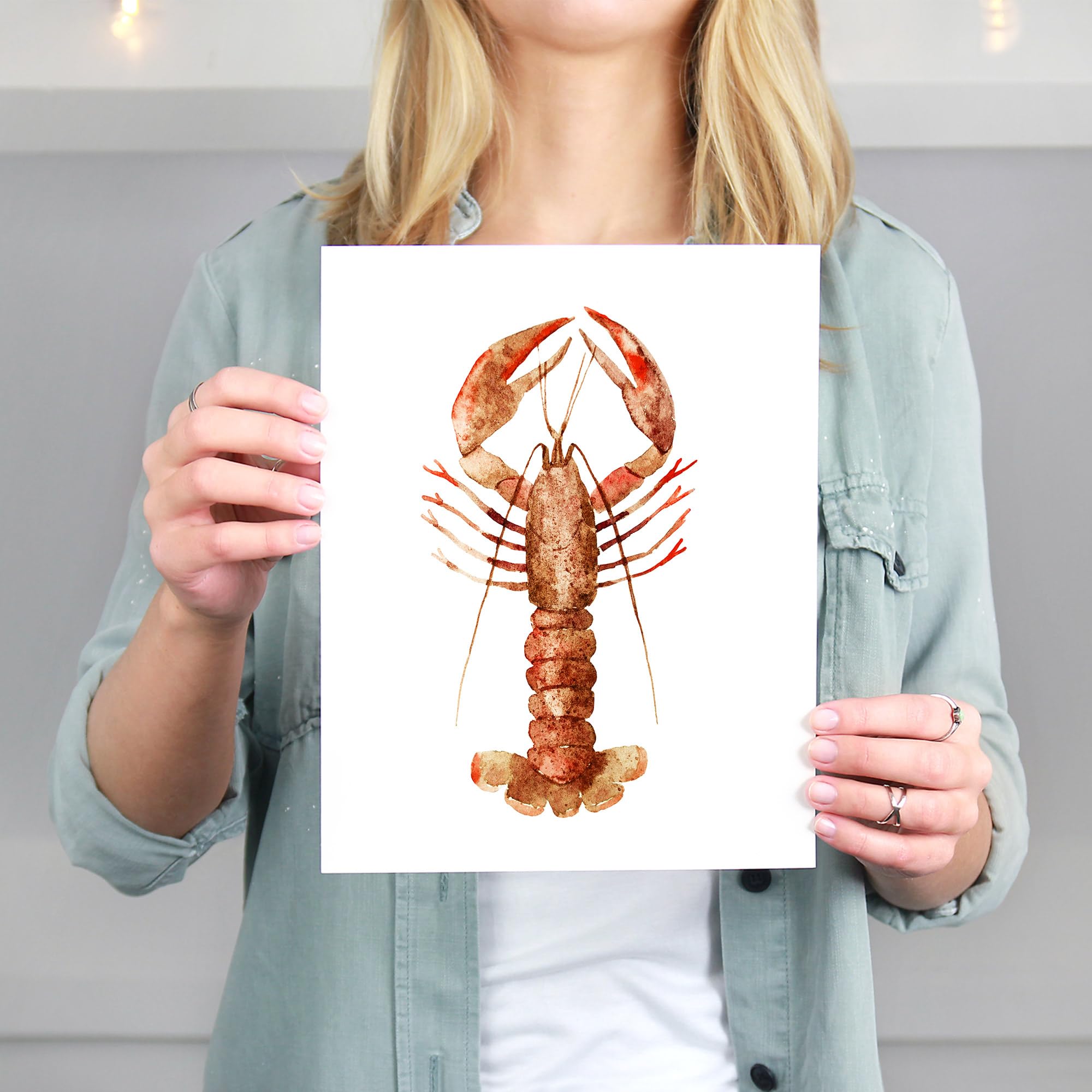 Coastal Crab Wall Art Prints - Set of 4 Unframed 8x10 Beach Decor | Nautical Themed Home Decor for Living Room, Bathroom & Bedroom | Perfect for Beach House, Vacation Rental or Seaside Theme Decor