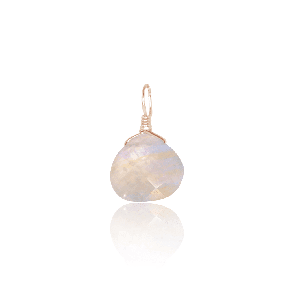 Tiny Rainbow Moonstone Teardrop Gemstone Pendant Necklace - Natural Healing Crystal Jewelry for Women - Perfect for Meditation, Yoga & Spiritual Gifts