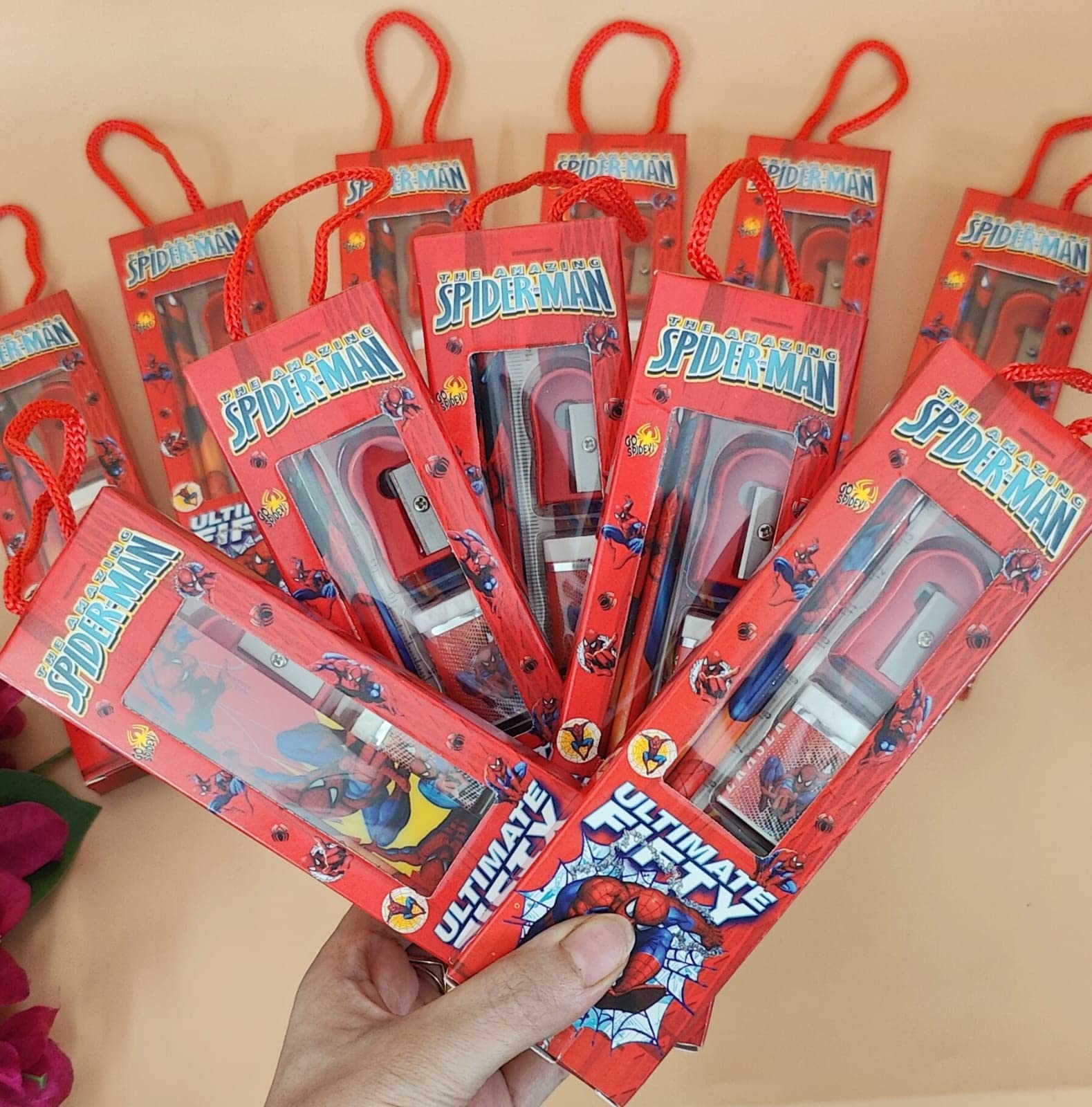 AMANVANI Cartoon Stationery Gift Set - 10pcs Kids School Supplies Kit for Boys, Birthday Return Gifts, Party Favors & Kanjak Items - Perfect for Classroom, Study & Gift Giving