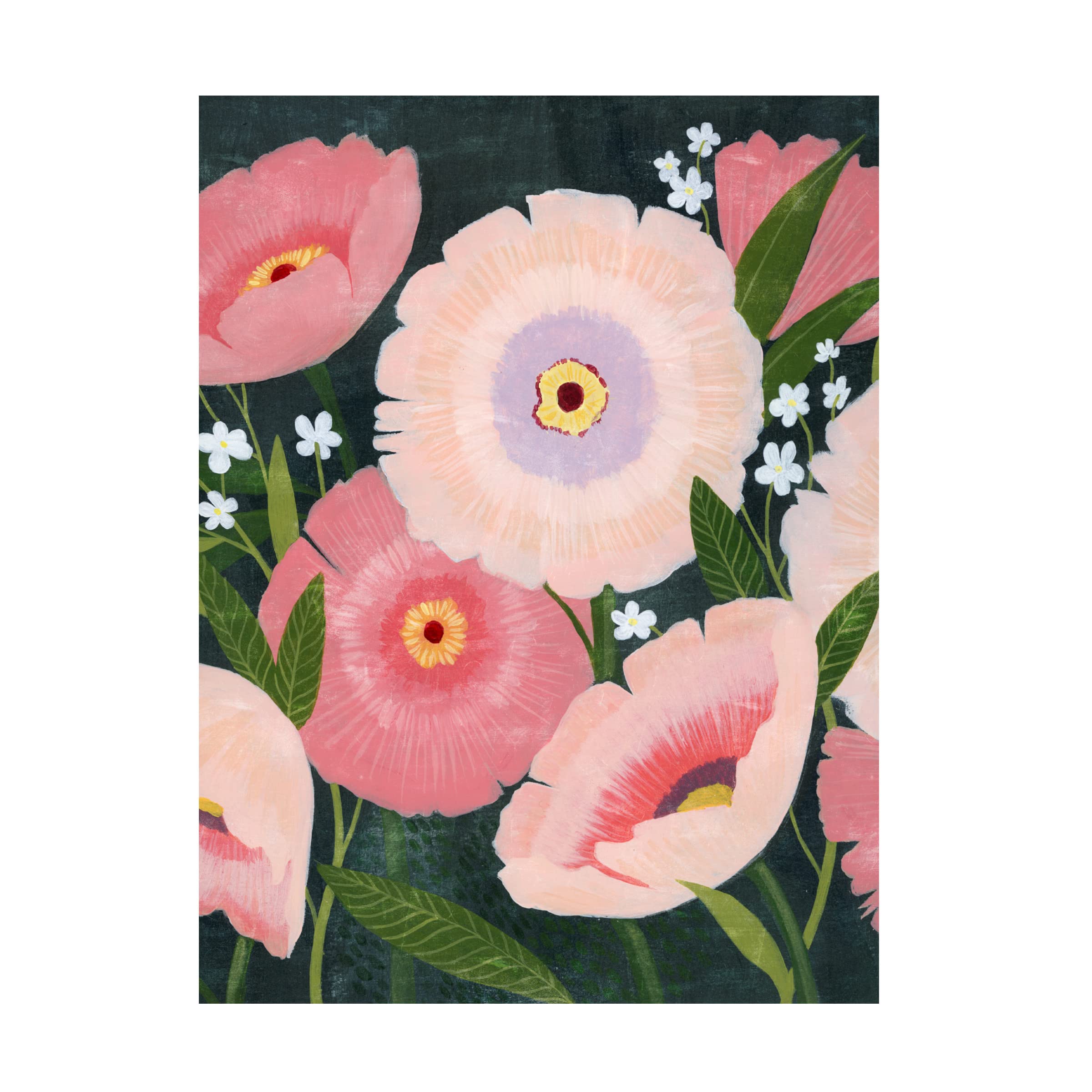 Grace Popp 'Nighttime Blooms I' Canvas Wall Art - Floral Painting for Living Room, Bedroom & Office Decor - Handmade Premium Trademark Fine Art