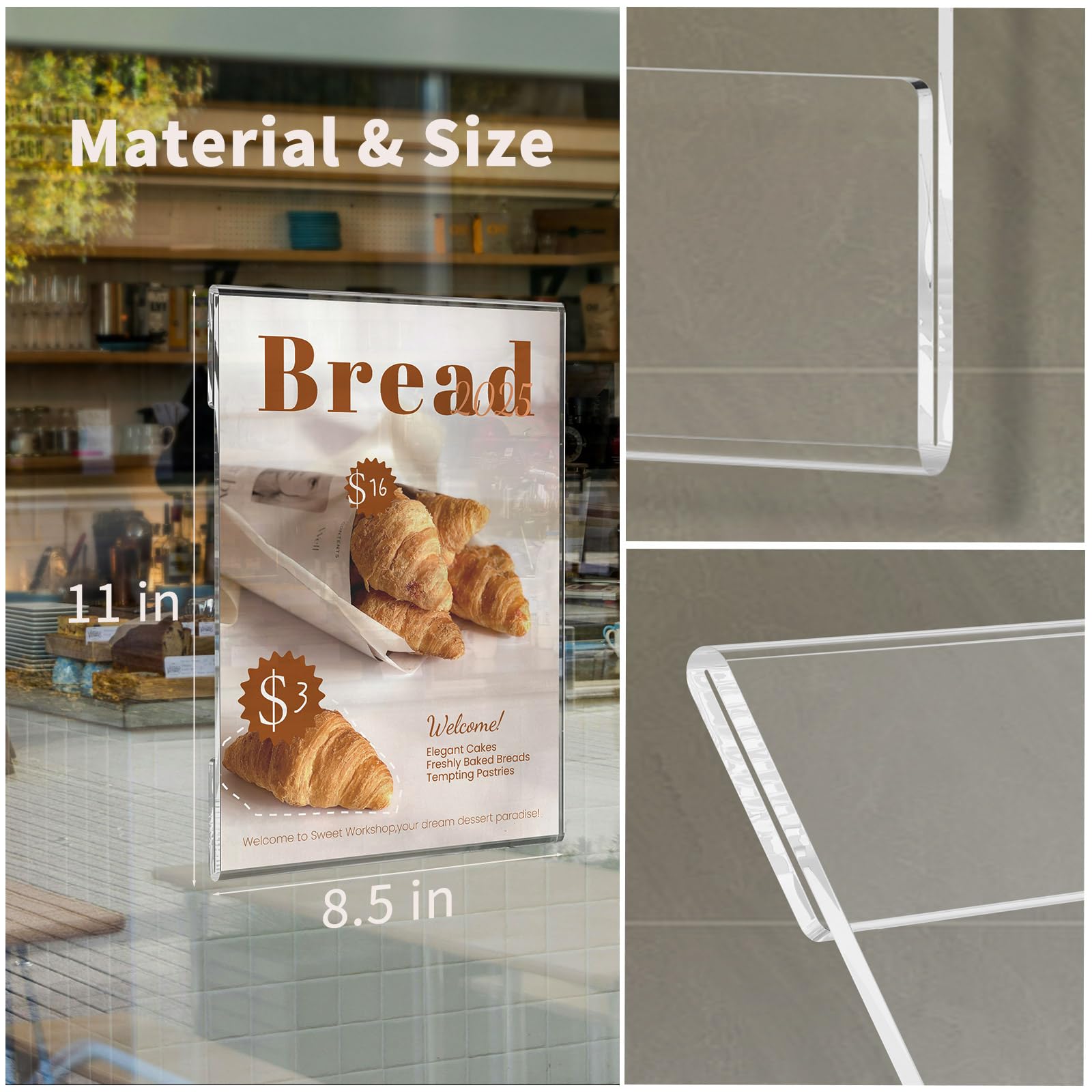 20 Pack Clear Acrylic Wall Mount 8.5x11 Sign Holders - Portrait Door Plexiglass Display with 3M Adhesive Tape - Plastic Photo Frames for Office, Hospital, Hotel & Retail Stores - Perfect for Menus, Ads, Notices & Promotional Displays
