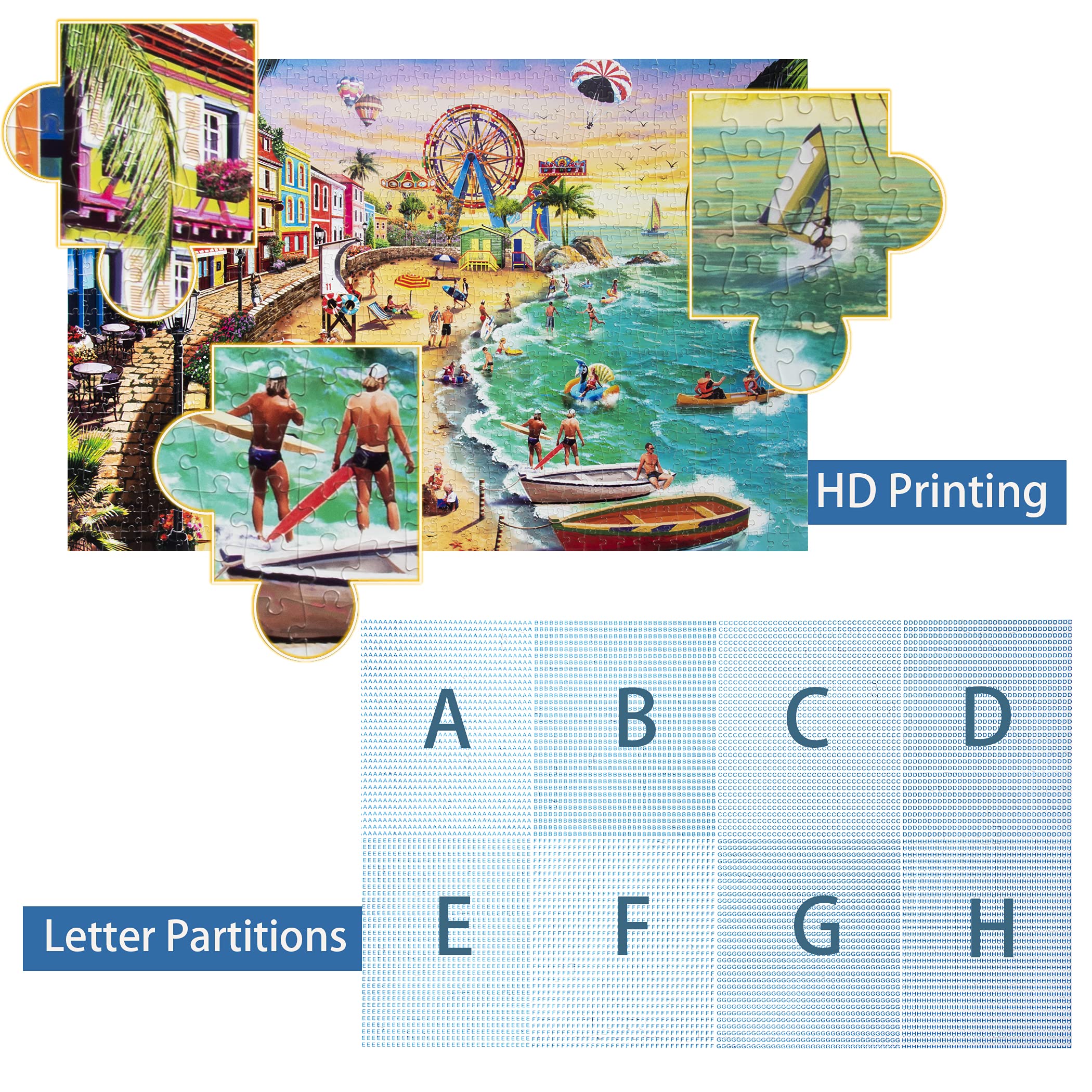 Lavievert 1000 Piece Jigsaw Puzzle for Adults & Kids - Beach & Happy Vacation Scenes - Perfect for Family Game Night, Relaxation & Home Decor