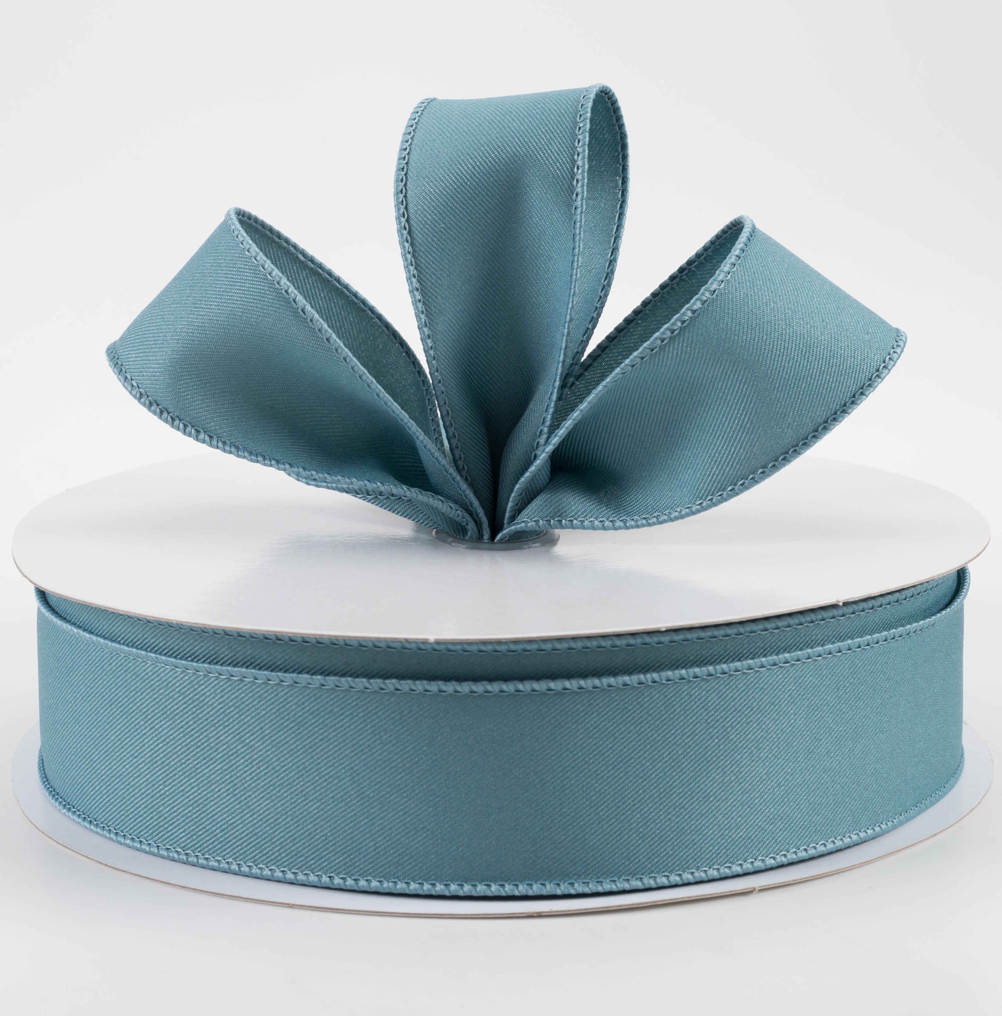 1.5 Inch Diagonal Weave Fabric Ribbon - Smoke Blue (50 Yards) for Gift Wrapping, DIY Crafts, Hair Bows and Party Decorations