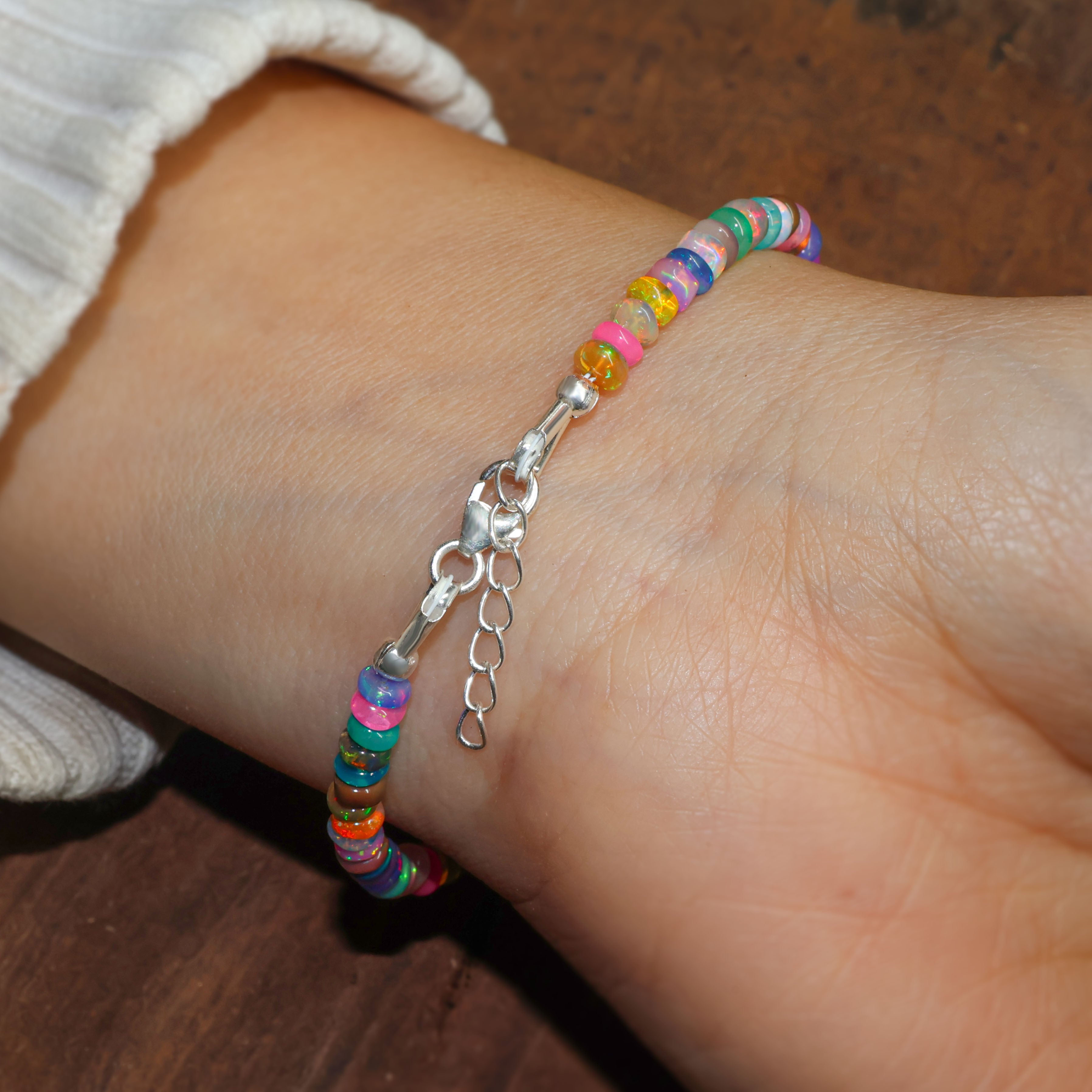 Multi Opal Plain Shaded Beaded Bracelet with Natural Birthstone | Elegant Handmade Jewelry for Women | Perfect Gift for Birthday, Anniversary & Special Occasions