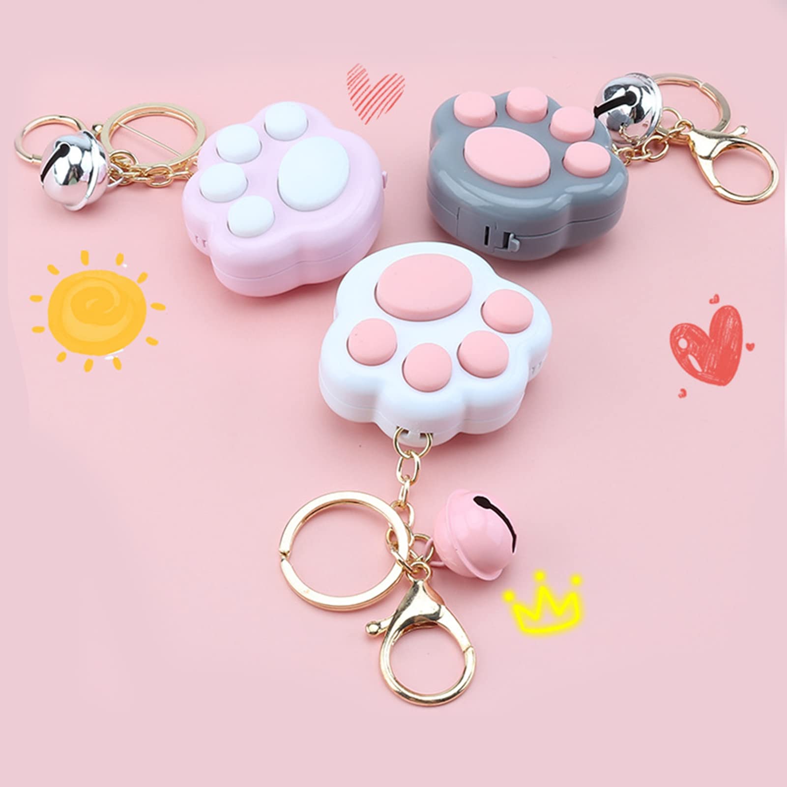 Mini Cat Paw Push Fidget Toy Keychain - Stress Relief Sensory Toys for Kids & Adults with Light & Music | Anxiety Relief, ADHD Focus Tool, Stocking Stuffer Gift (Pink) - Perfect for Office, School, Travel and Relaxation