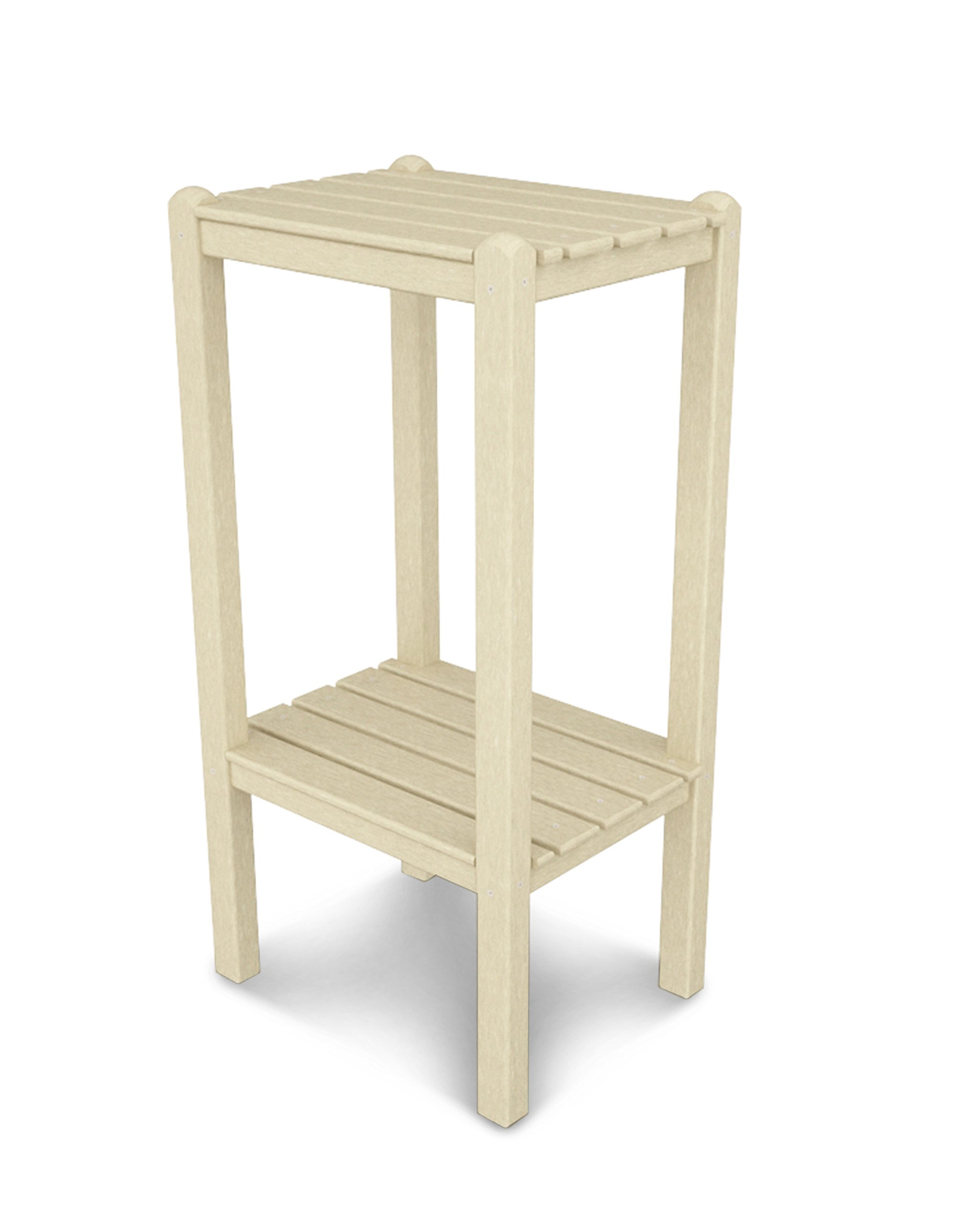 POLYWOOD 2-Shelf Bar Side Table in Sand - Outdoor & Indoor Patio Furniture for Poolside, Deck, Garden, and Living Room