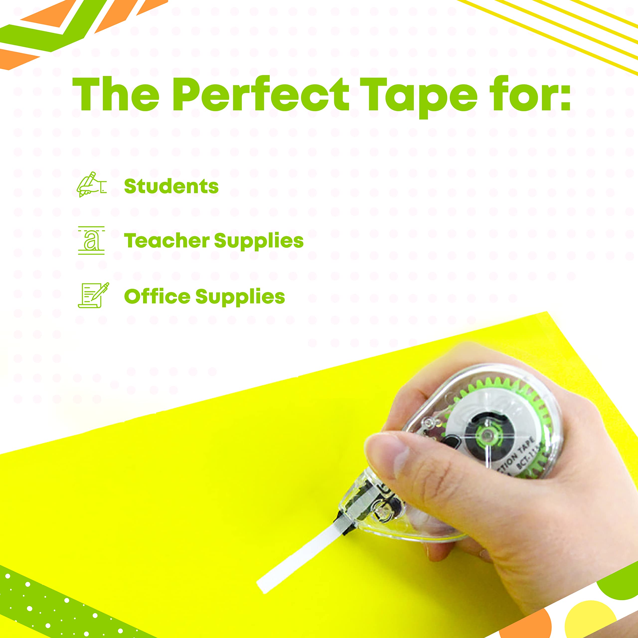 10 Pack Correction Tape - 315 Inches Each, Tear-Resistant & Eco-Friendly - Ergonomic Design for Smooth Writing - Perfect for Teachers, Students & Office Use