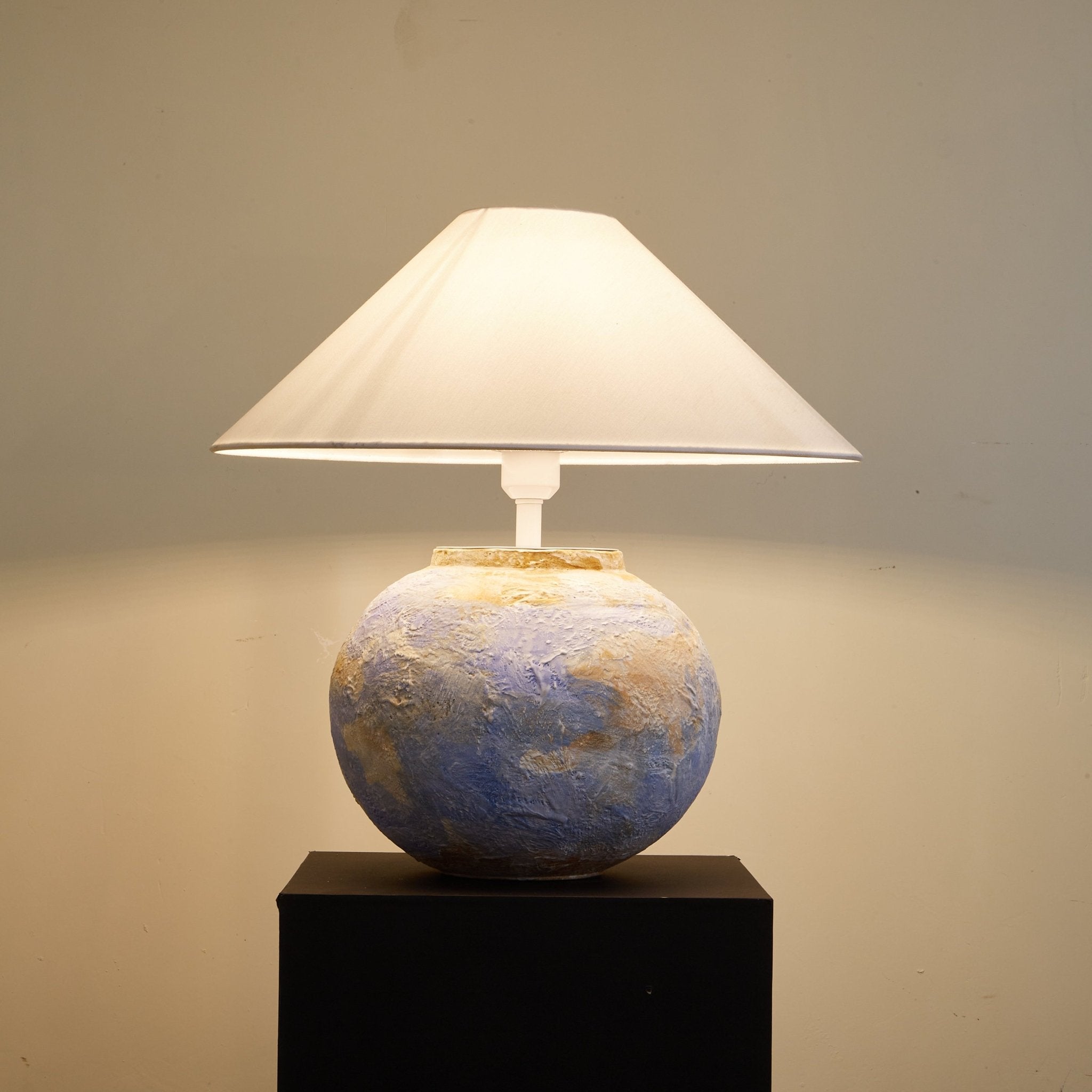 Aquarelle Terra Table Lamp - Modern Ceramic Bedside Lamp with Hand-Painted Design, Warm White Light for Living Room, Bedroom, or Office Decor