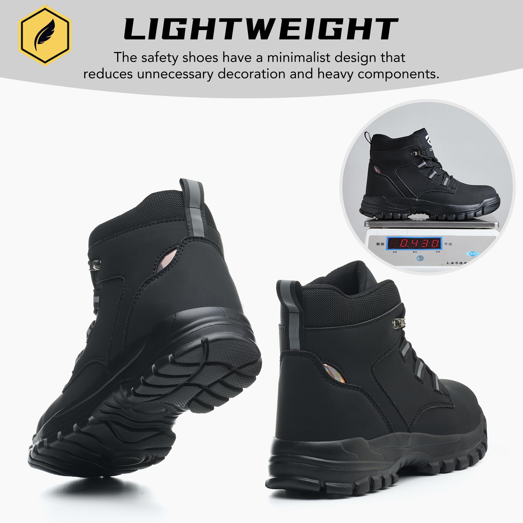 Steel Toe Work Boots for Men & Women - Slip & Puncture Resistant Safety Shoes - Lightweight Industrial Construction Boots - Perfect for Warehouse, Factory & Outdoor Work