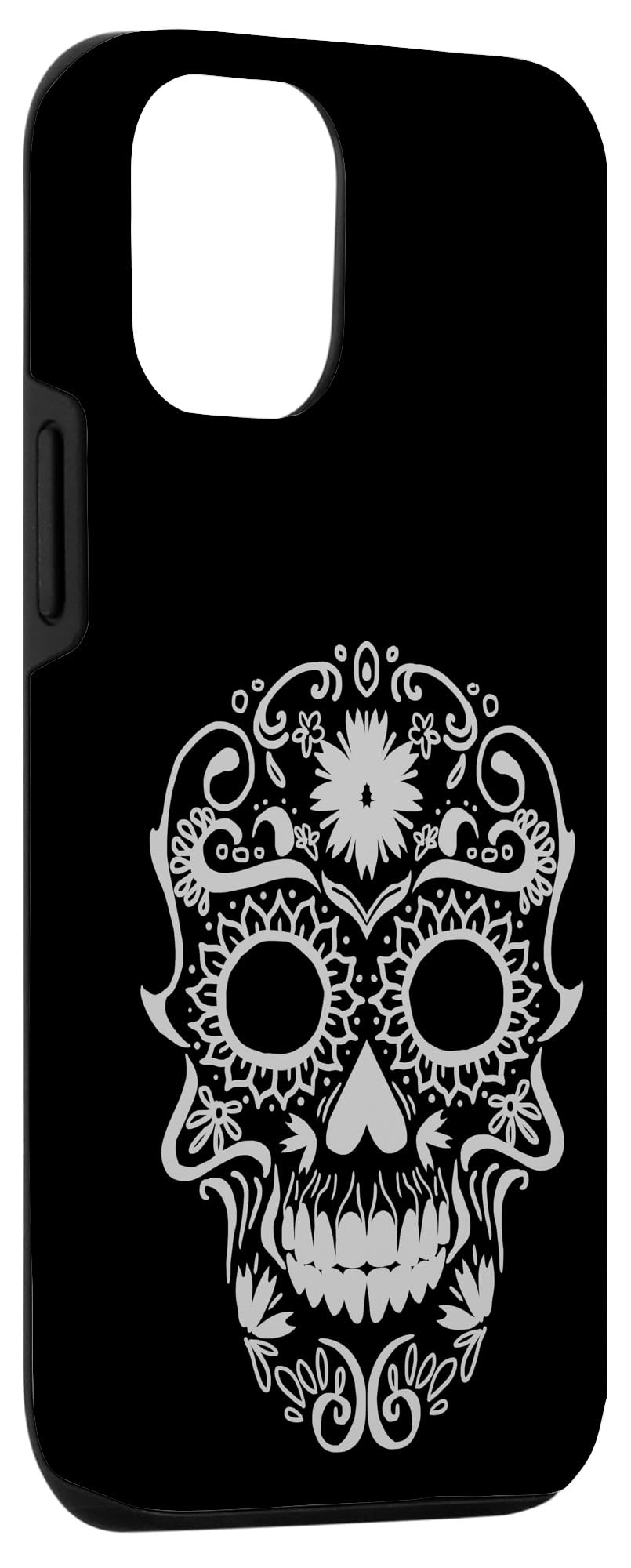 iPhone 12/12 Pro Case - Sugar Skull Floral Design, Cool White Mexican Calavera Protective Phone Cover - Perfect for Day of the Dead Gifts, Halloween, and Unique Fashion Accessories