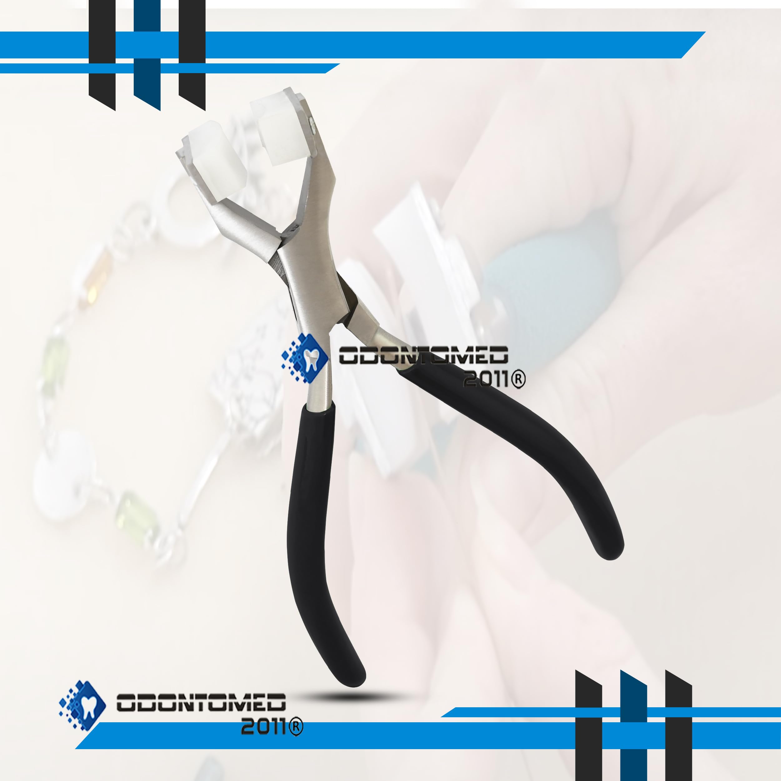 Professional Stainless Steel Jewelry Pliers - OdontoMed2011 Bracelet Repair Tool with Nylon Jaws for Spring Bending & Ring Forming | Black Grip Handle | Perfect for Jewelry Making, Watch Repair & DIY Crafts