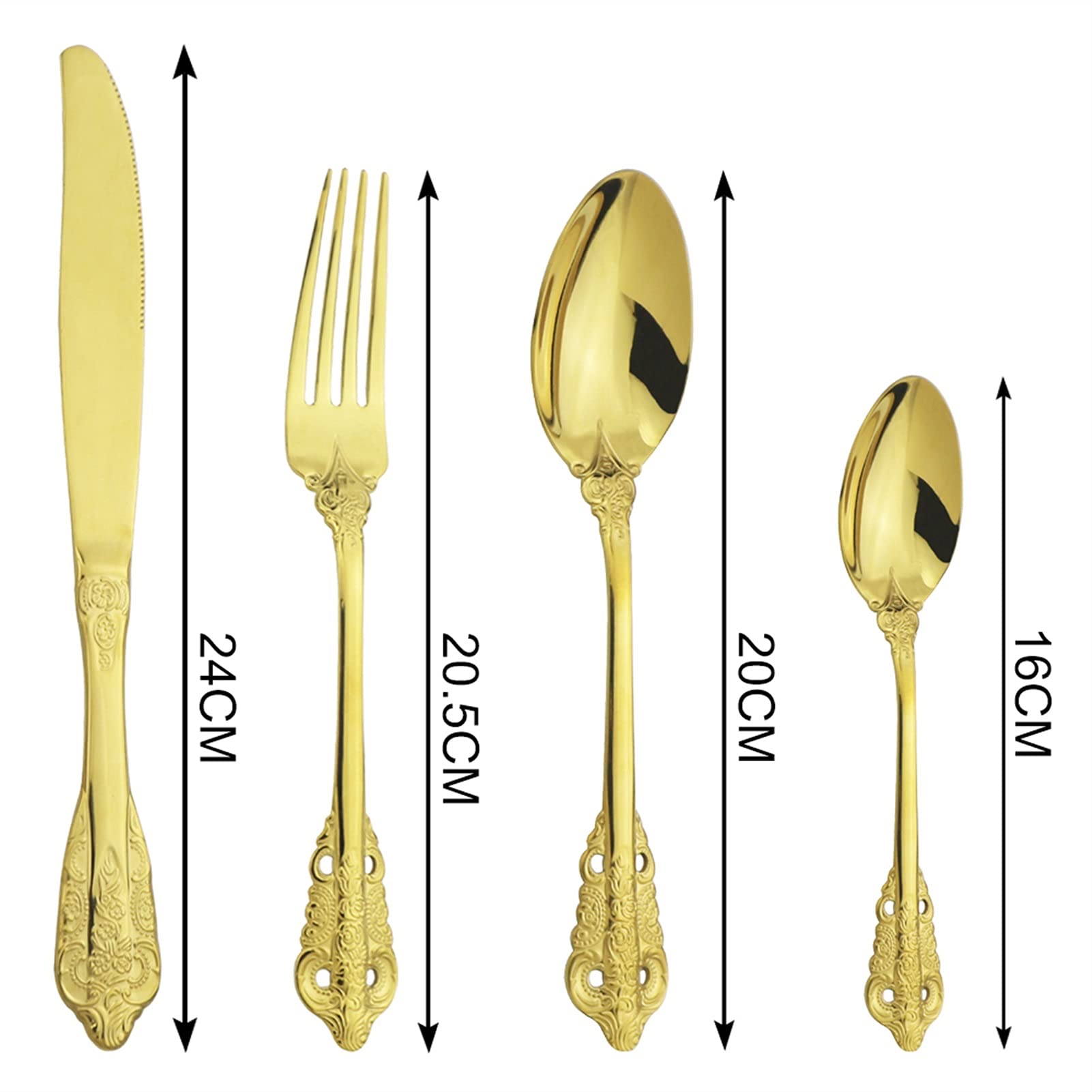 24-Piece Stainless Steel Silverware Set - Black Western Cutlery with Knives, Forks & Spoons - 18/10 Rust-Proof Dinnerware for Kitchen, Restaurant & Party Use - Elegant Flatware Set by ZZYY (Silver) - Perfect for Dining, Entertaining & Special Occasions