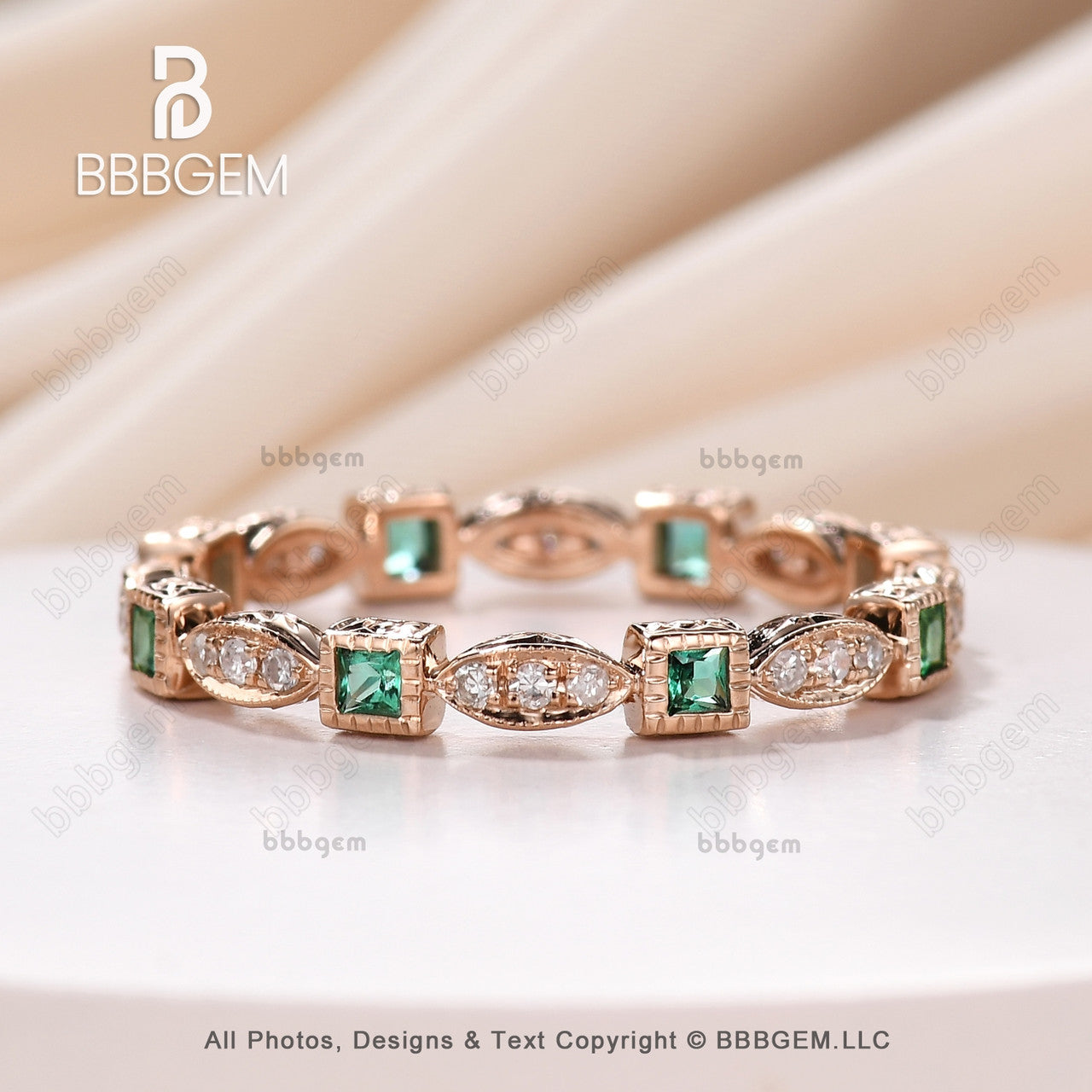 14K Yellow Gold Natural Emerald Diamond Engagement Ring - Princess Cut Wedding Band, Stackable Matching Band & Anniversary Ring for Women | Perfect for Proposals, Weddings & Special Occasions