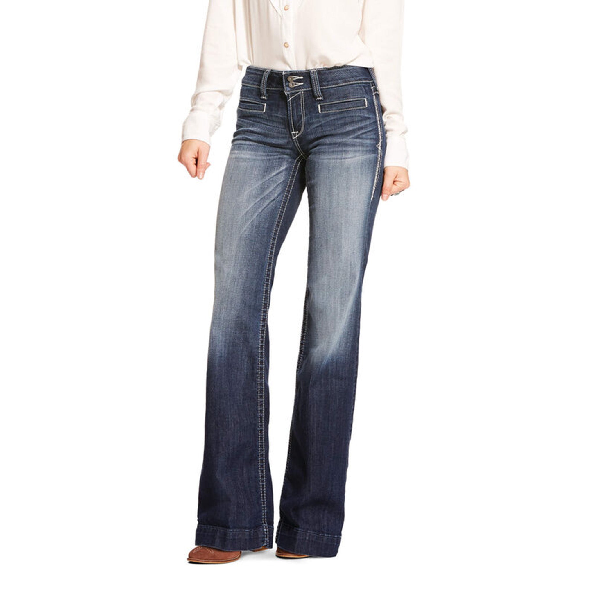 Ariat Women's Entwined Trouser Jean - Comfortable Stretch Denim Pants for Work, Riding & Casual Wear | Western Style Bootcut Jeans with Reinforced Stitching