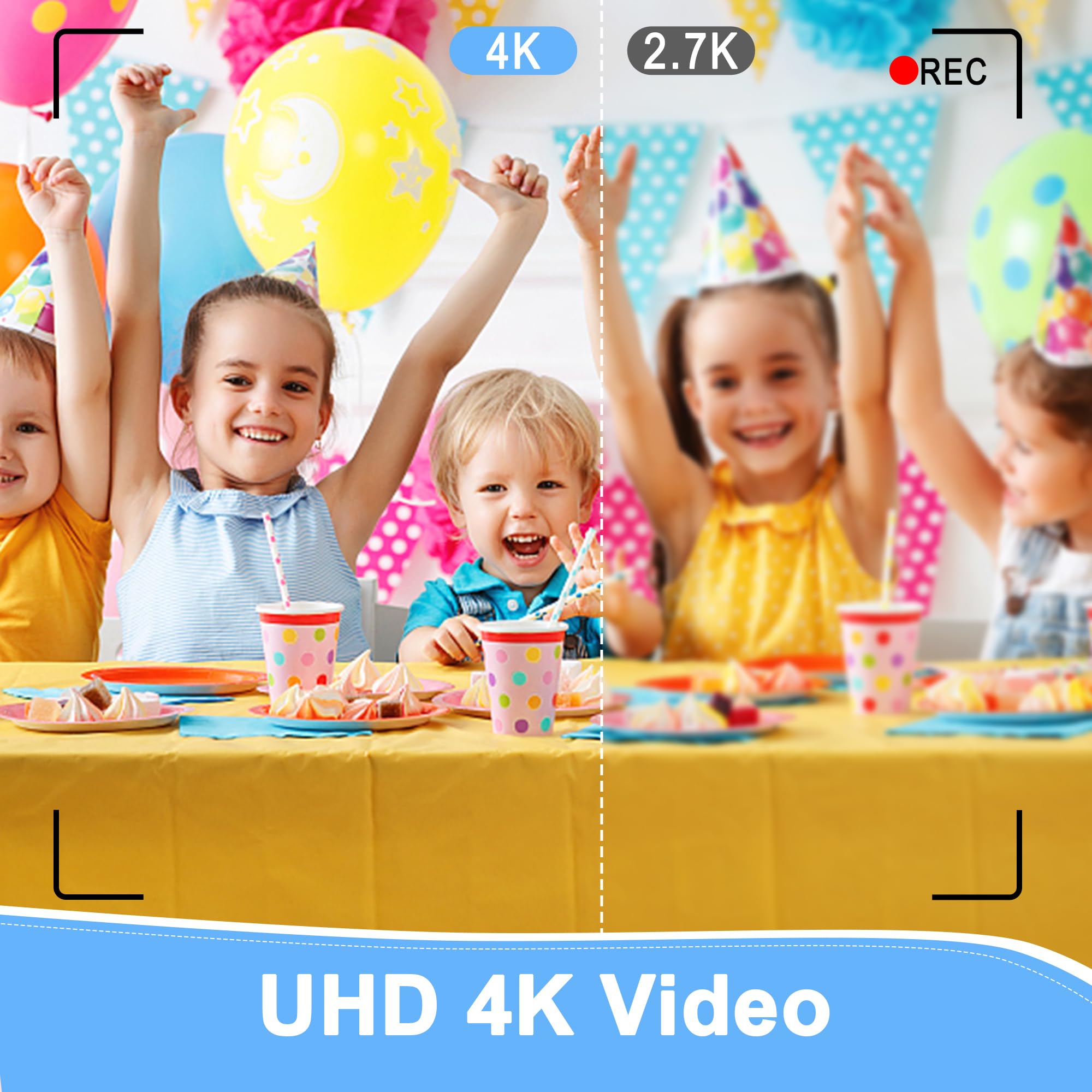 4K Kids Digital Camera - 64MP Compact Camera with 32GB TF Card, 18X Zoom, Auto Focus | Perfect Christmas Birthday Gift for Boys & Girls | Great for Travel, School, Parties & Outdoor Adventures (Black)