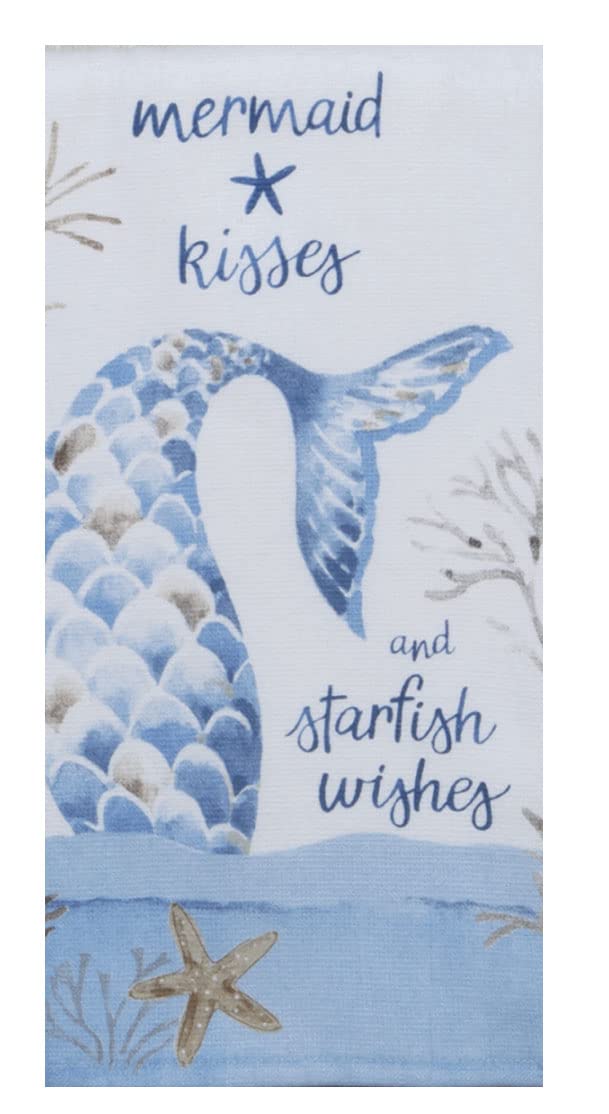 Blue Escape Mermaid Tail - Dual Purpose Terry Kitchen Towel Set (2 Pack) - Super Absorbent & Quick Dry Dish Towels for Cooking, Baking & Cleaning - Perfect Beach & Pool Accessory for Mermaid Lovers
