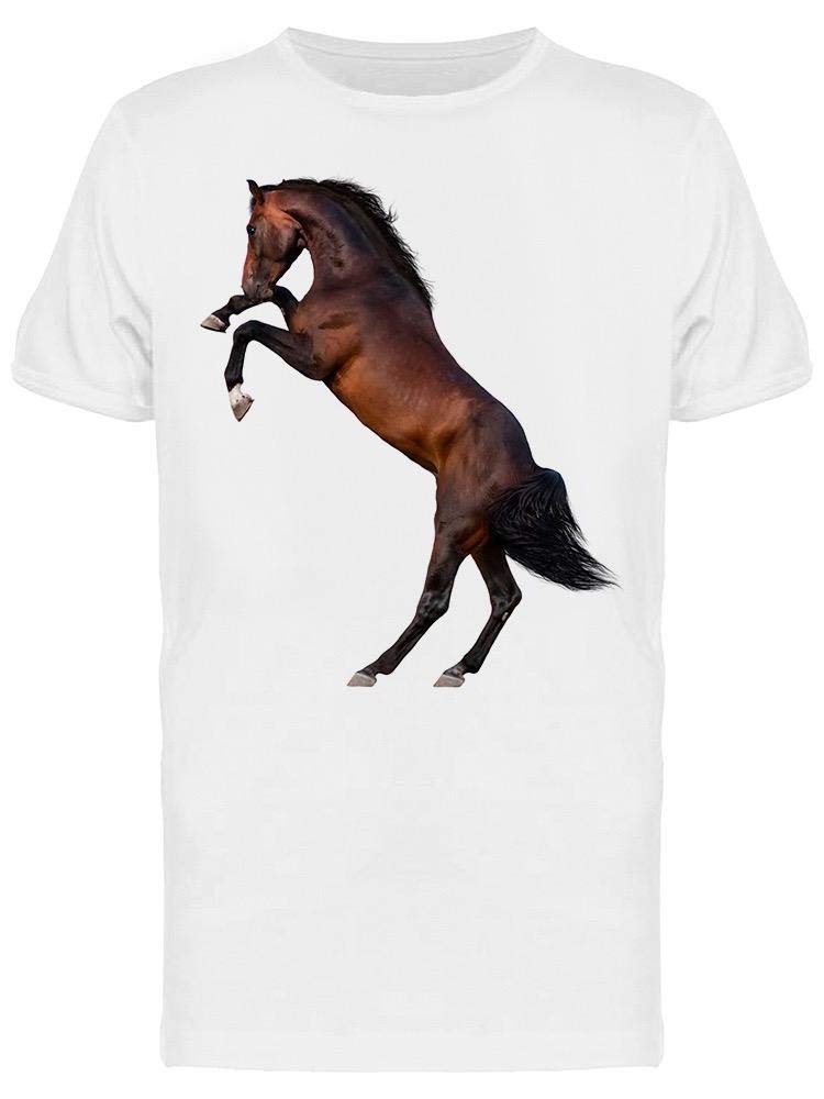 Bay Horse Rearing Up Graphic T-Shirt for Men - Stylish Casual Cotton Tee for Outdoor Activities, Riding, and Everyday Wear