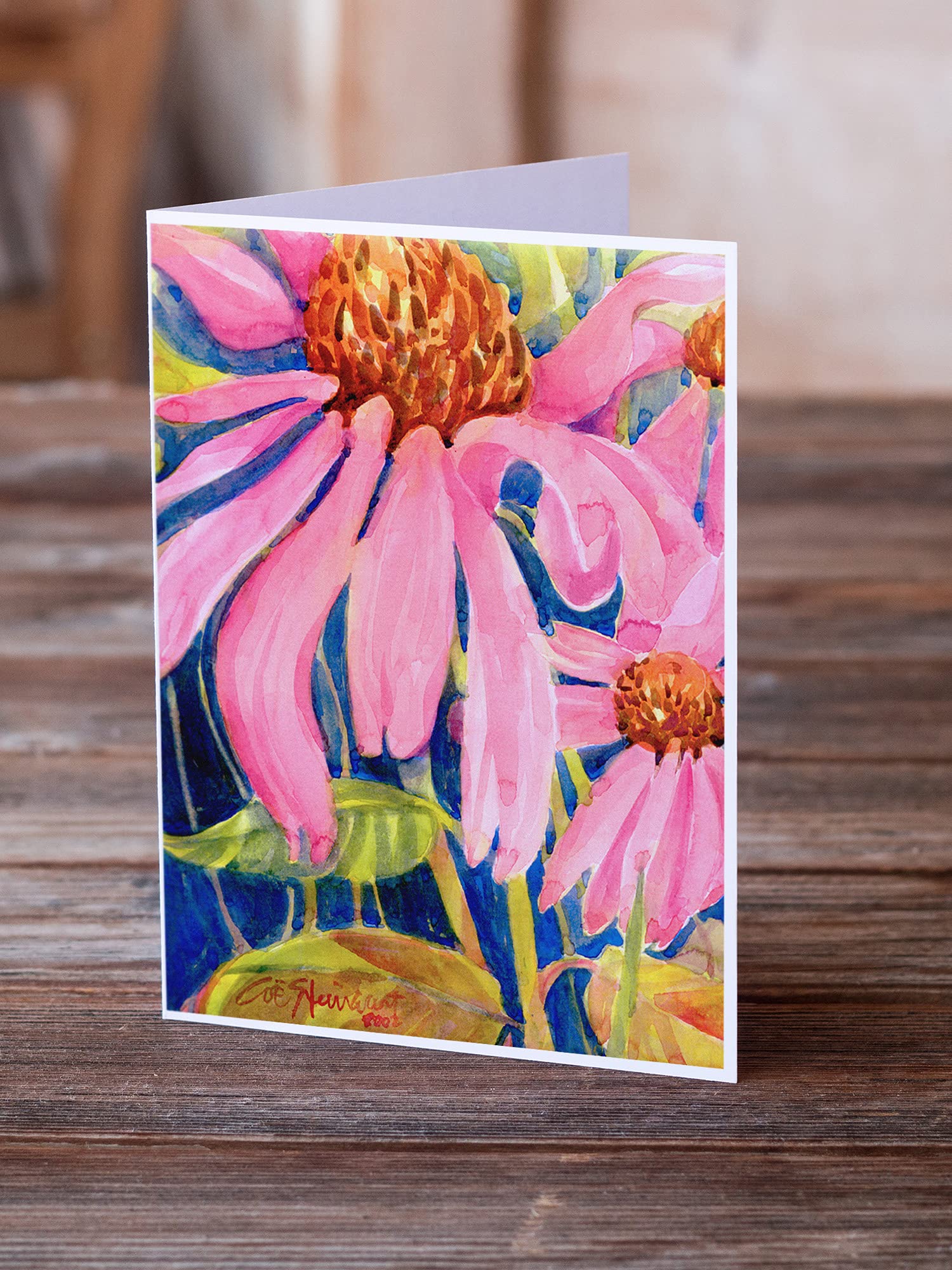 Caroline's Treasures 6027GCA7P Whimsical Coneflower Greeting Cards - Pack of 8 Blank A7 Note Cards (5x7 Inches) with Envelopes | Perfect for Thank You Notes, Birthday Wishes & Handwritten Letters