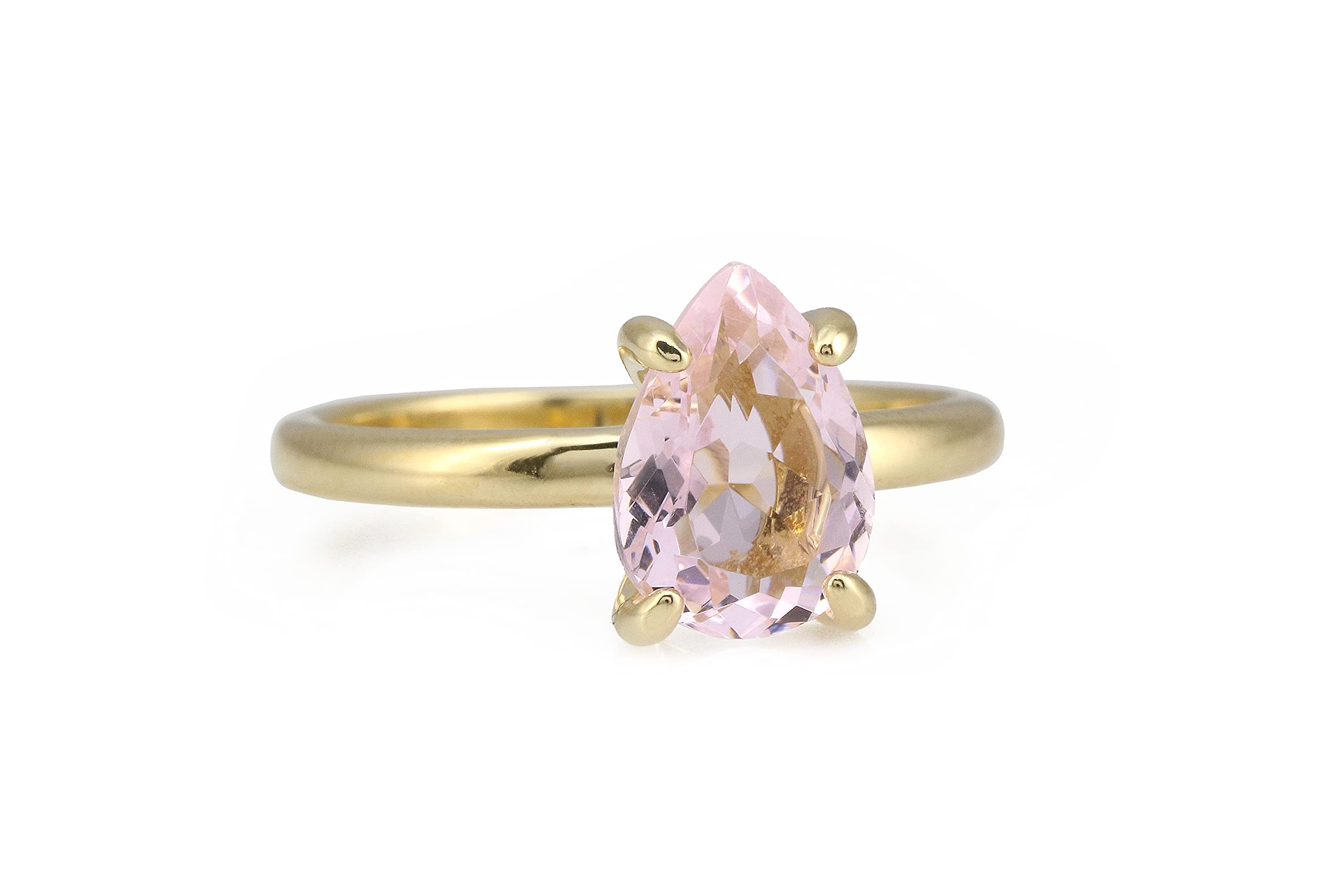 14K Gold Rose Quartz Pear Engagement Ring for Women - Promise & Love Rings, Gift Box Included - Perfect for Proposals, Anniversaries & Special Occasions