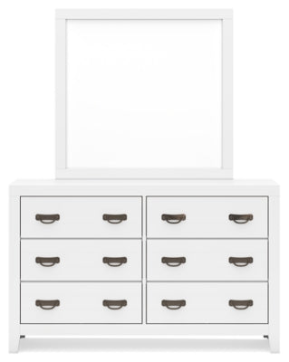 Binterglen Dresser with Mirror - Modern Wooden Dresser for Bedroom, Living Room & Nursery - Stylish Storage Solution for Clothes, Accessories & Home Decor