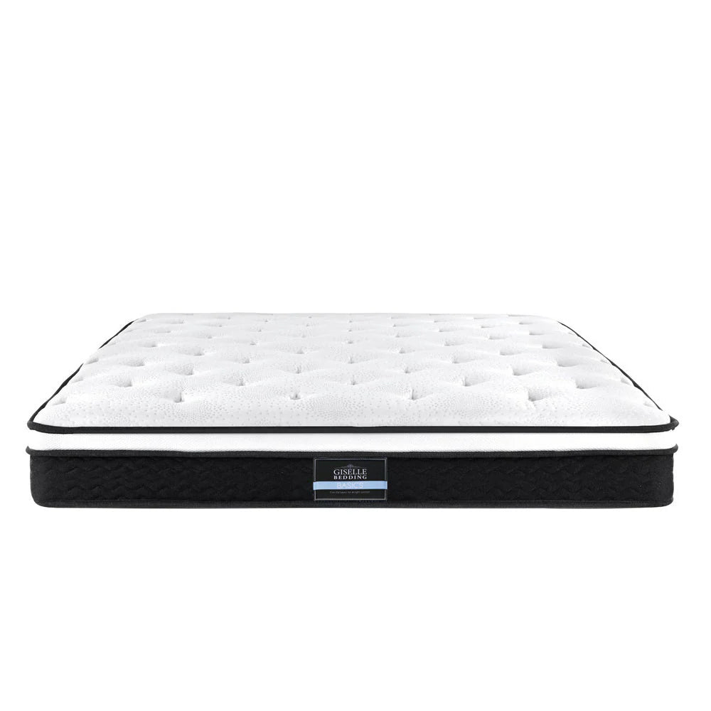 Albany Boucle Upholstered Bed Frame with Bonita Pillow Top Medium Firm Mattress Set - Queen Size, Double Package for Modern Bedroom, Guest Room & Dorm Decor
