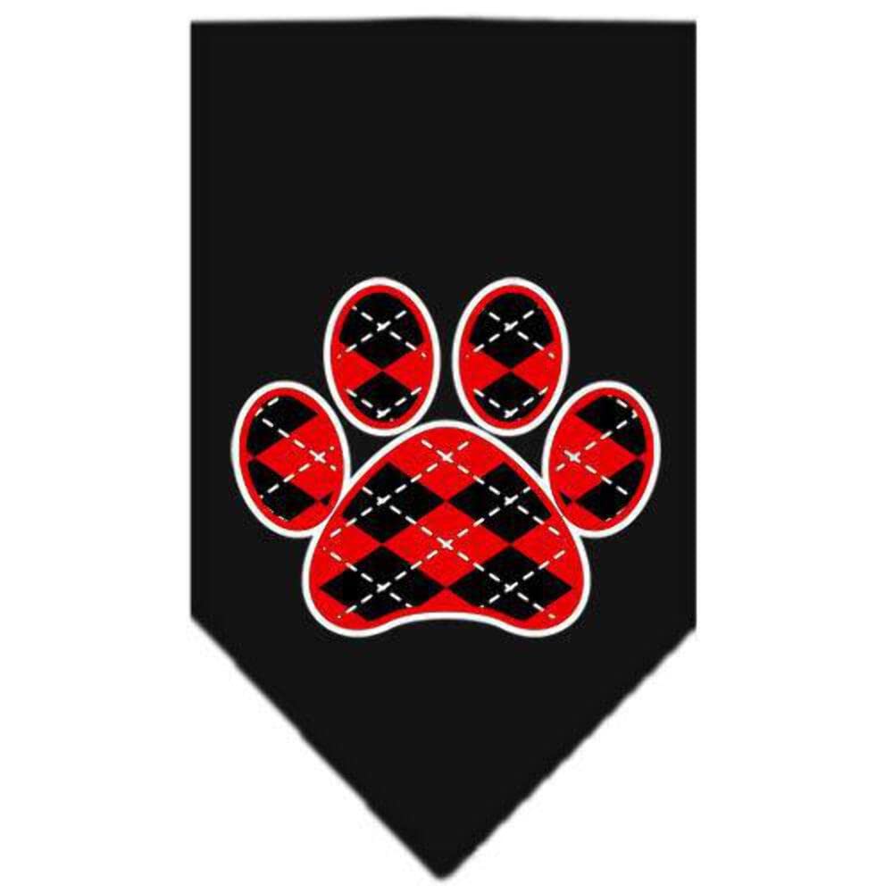 Red Argyle Paw Print Dog Bandana - Large Size, Soft & Durable Pet Bandana for Dogs & Cats - Perfect for Holidays, Birthdays & Photo Shoots