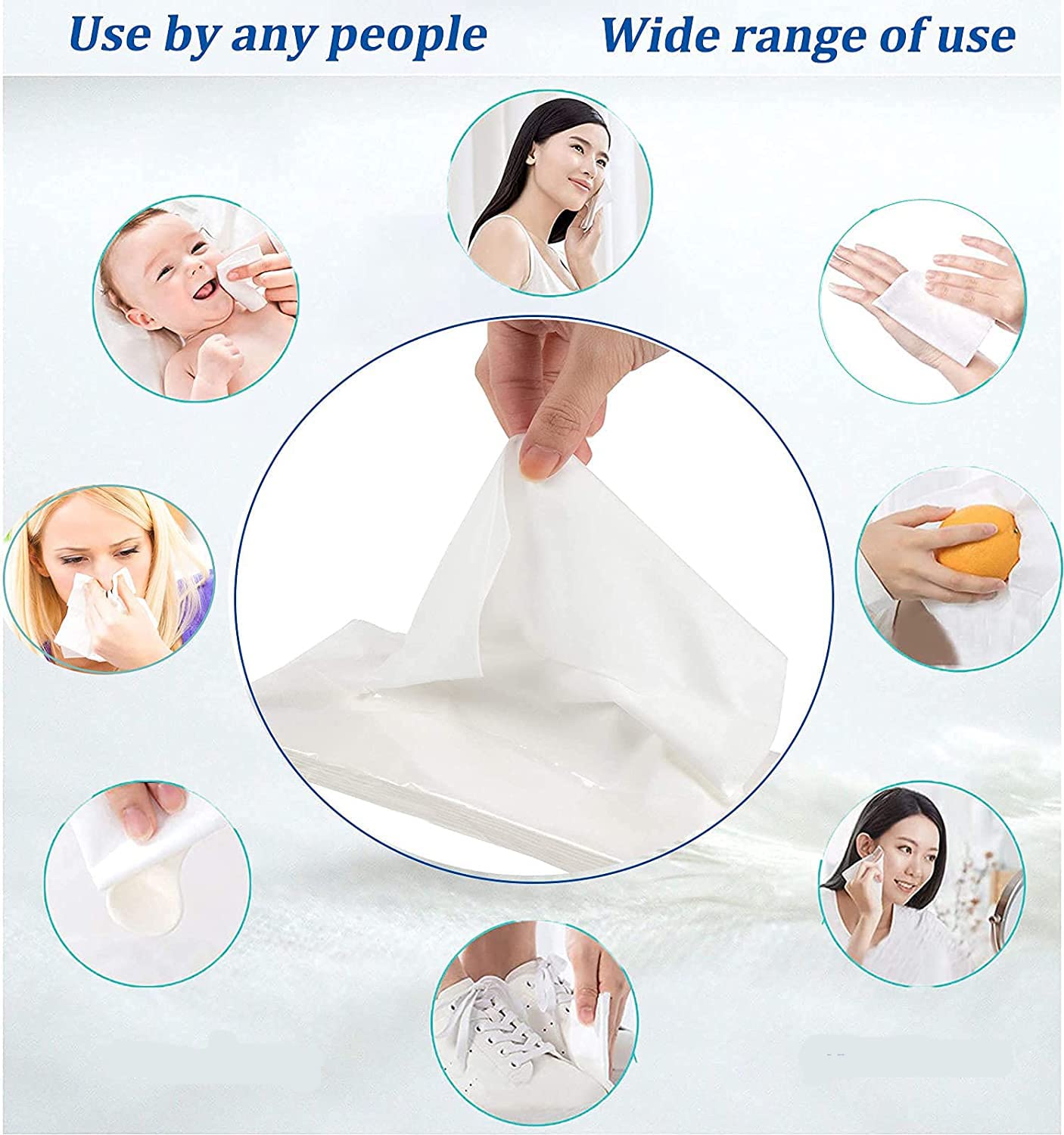 200-Pack Soft Cotton Disposable Face Towels | Hypoallergenic Dry & Wet Wipes for Women, Sensitive Skin & Baby Care | Makeup Remover & Personal Cleaning Tissues | Travel, Gym & Daily Skincare Essentials