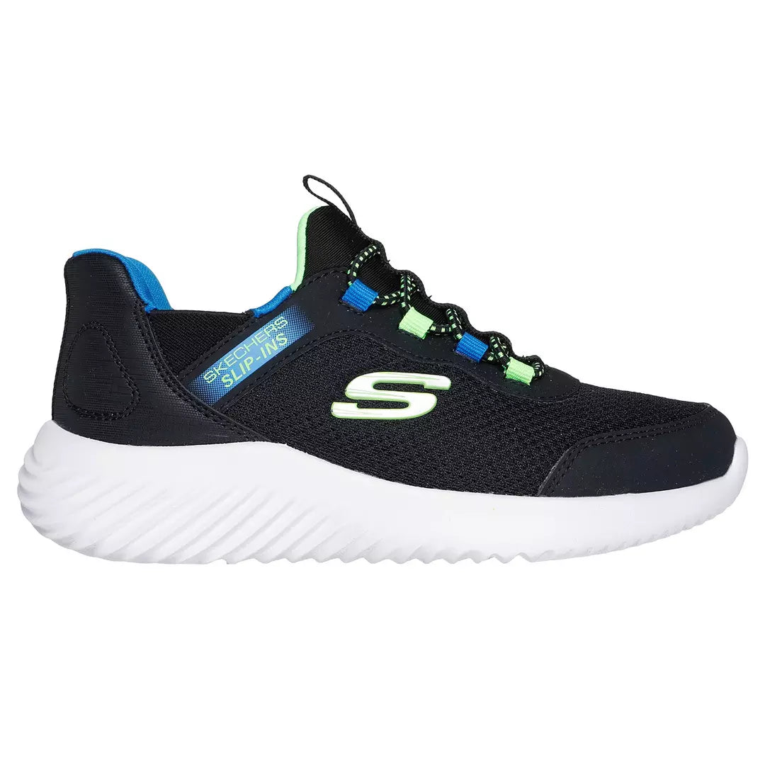Skechers Bounder Brisk Burst Toddler Sneakers - Black & Blue Slip-On Shoes for Boys & Girls | Comfortable Walking & Playtime Shoes for Active Kids