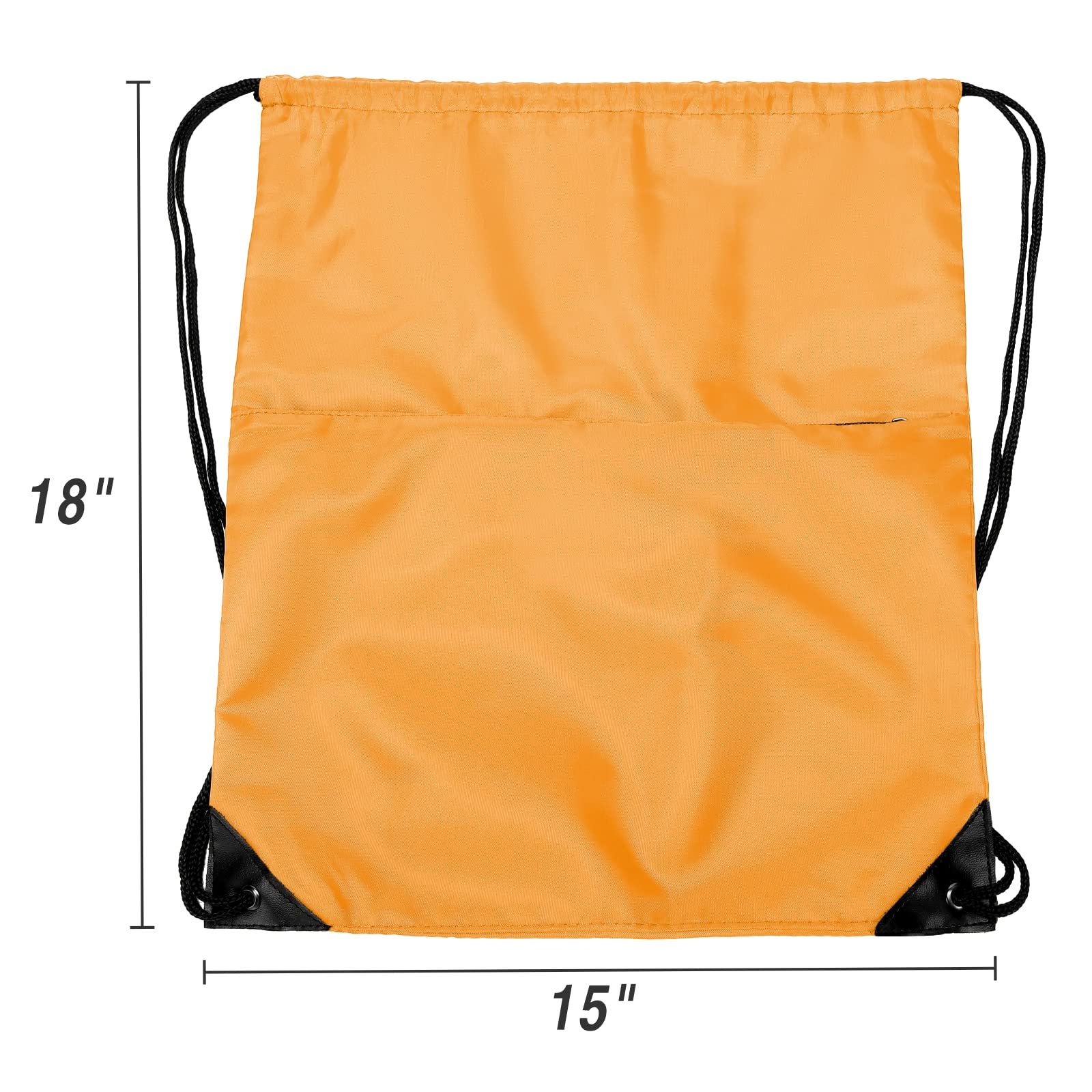 **Foldable 210D Nylon Drawstring Backpack with Zipper Side Pocket - Lightweight Sports Gym Sack for Men & Women (Orange) - Perfect for Workouts, Travel & Outdoor Activities**