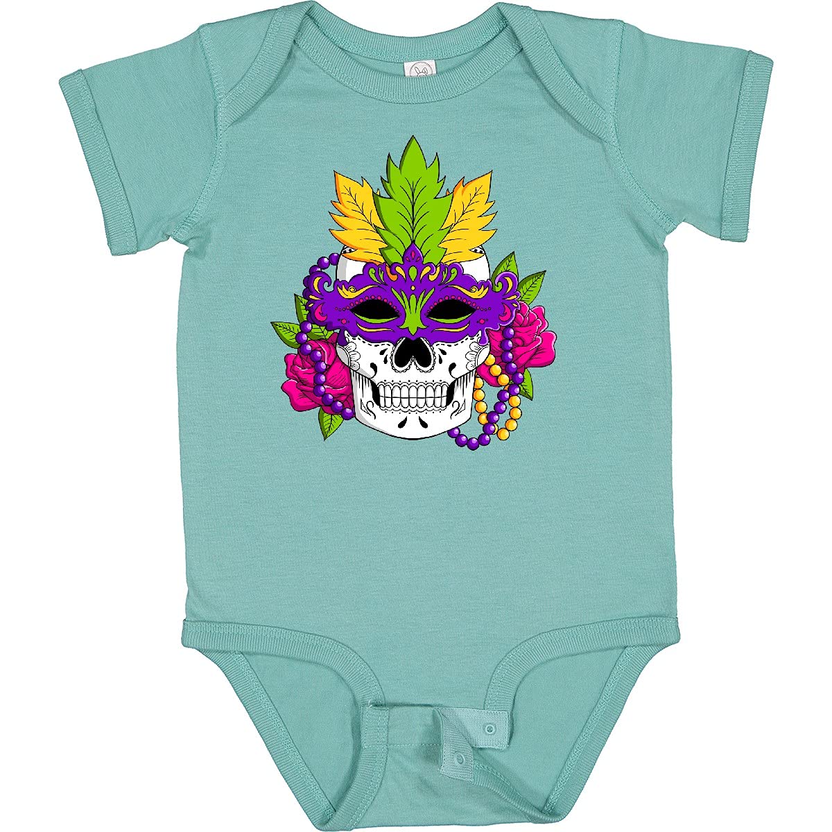 Inktastic Mardi Gras Skull with Masquerade Mask Baby Bodysuit - Cute Infant Onesie for Carnival, Halloween & Costume Parties - Perfect for Newborns, Babies & Toddlers