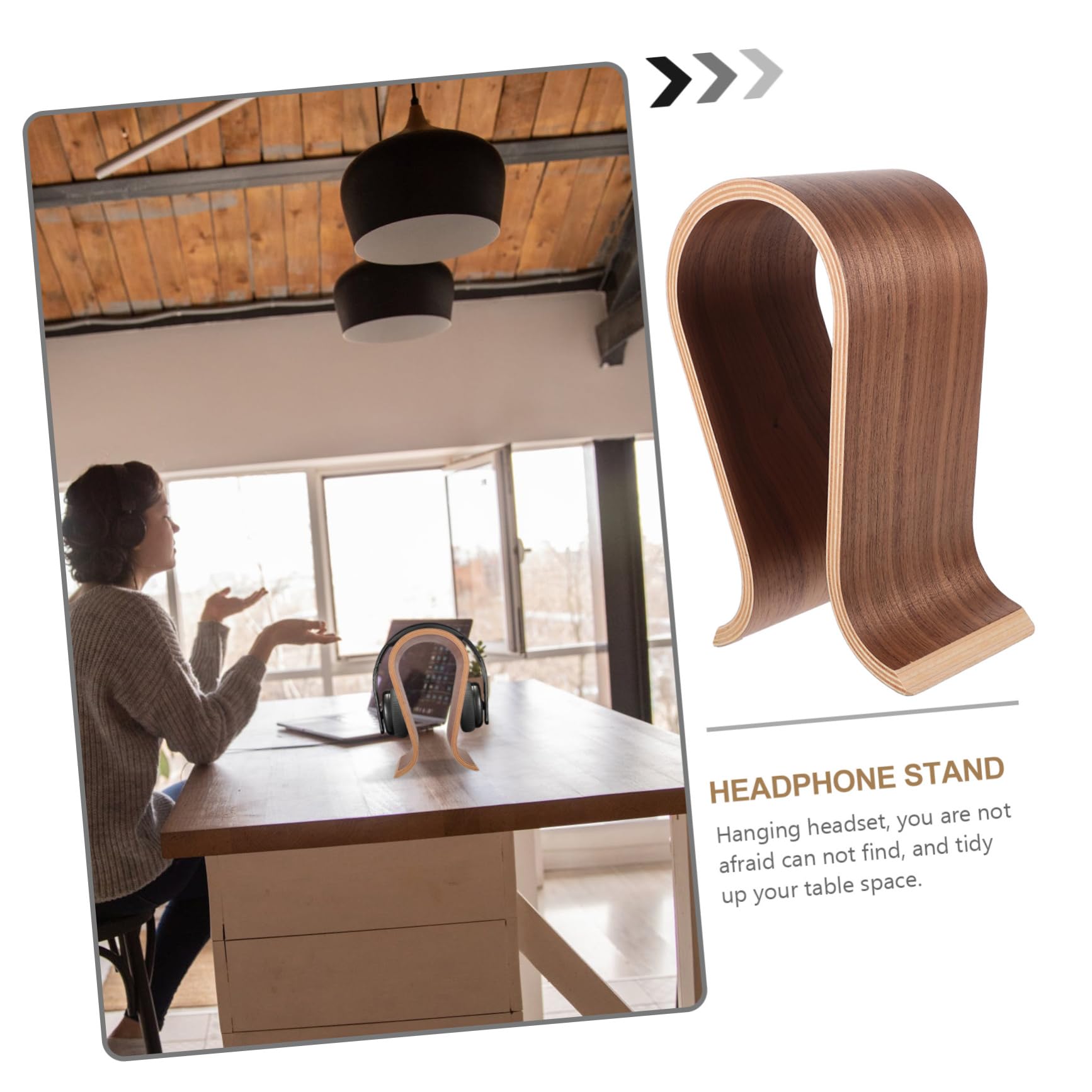 Premium Wooden Headphone Stand - Universal Holder for Headphones, Headsets & Helmets - Space-Saving Desk Organizer for Home Office, Gaming Setup & Studio Use