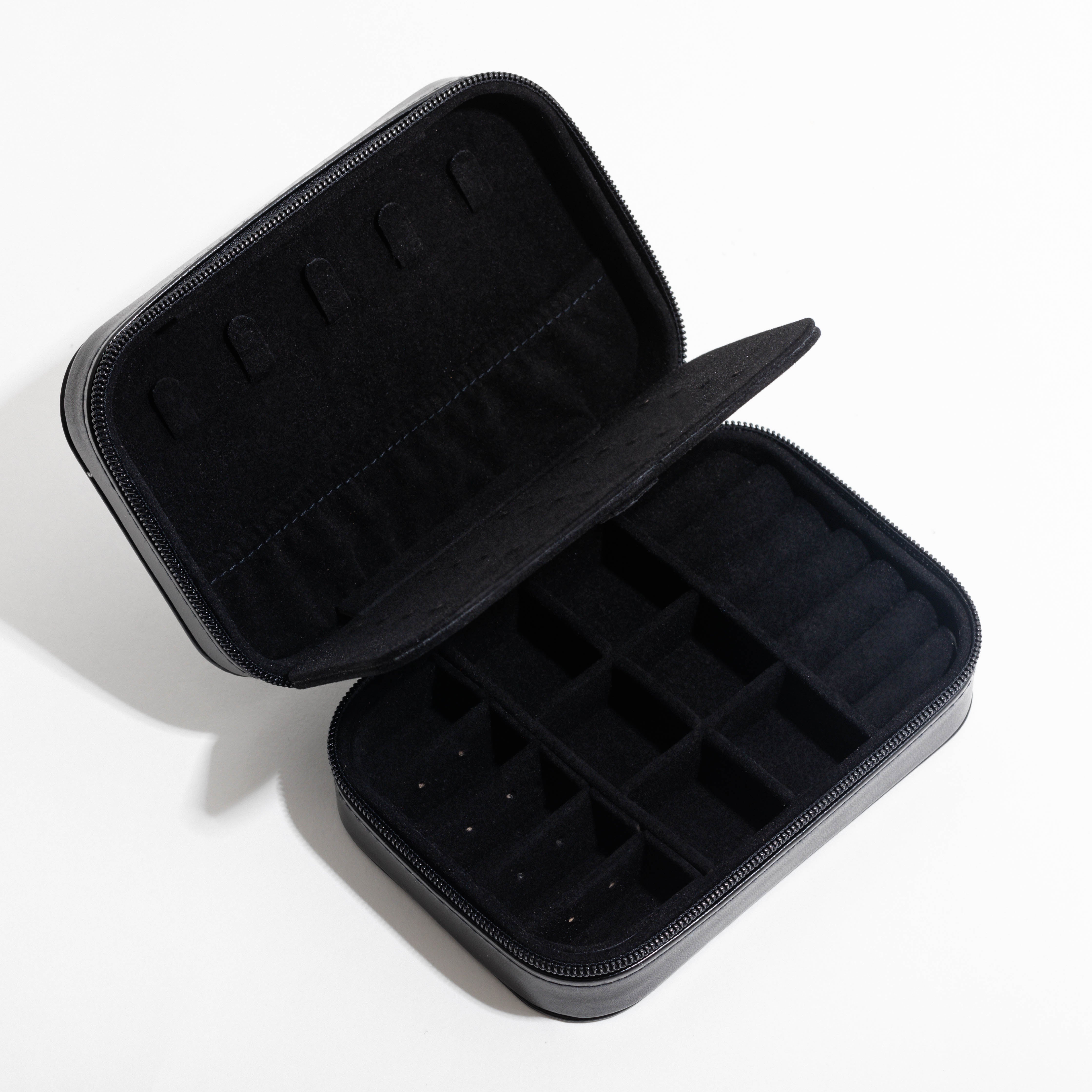 Vegan Leather Jewelry Organizer - Travel Jewelry Case with Multiple Compartments | Perfect for Necklace, Ring & Earring Storage at Home or On The Go