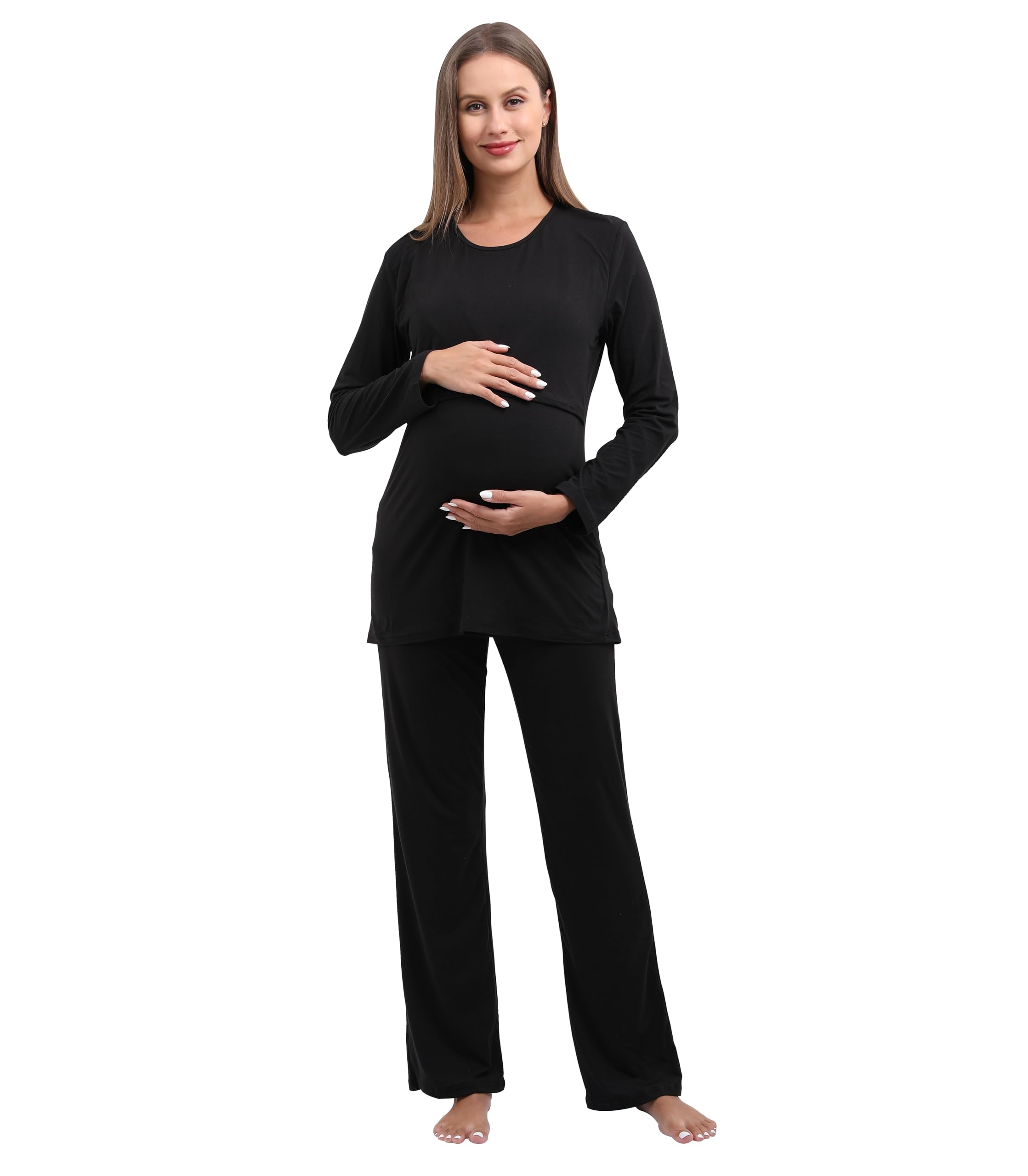Comfortable Maternity Nursing Pajama Sets for Women - Soft Pregnancy Sleepwear & Lounge Wear for Breastfeeding Moms - Perfect for Nighttime Nursing, Relaxing at Home and Hospital Stay