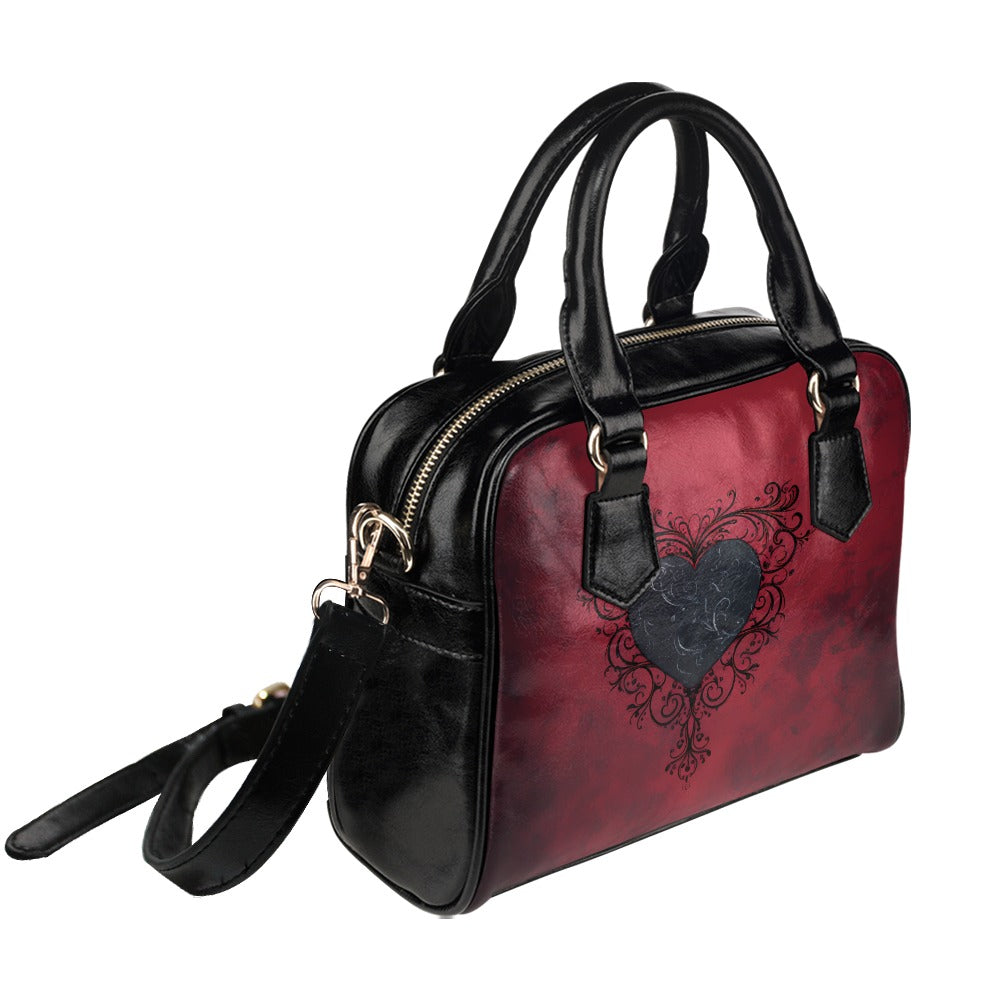 Elegant Lacy Black Heart Shoulder Handbag for Women - Perfect for Date Nights, Parties & Special Occasions