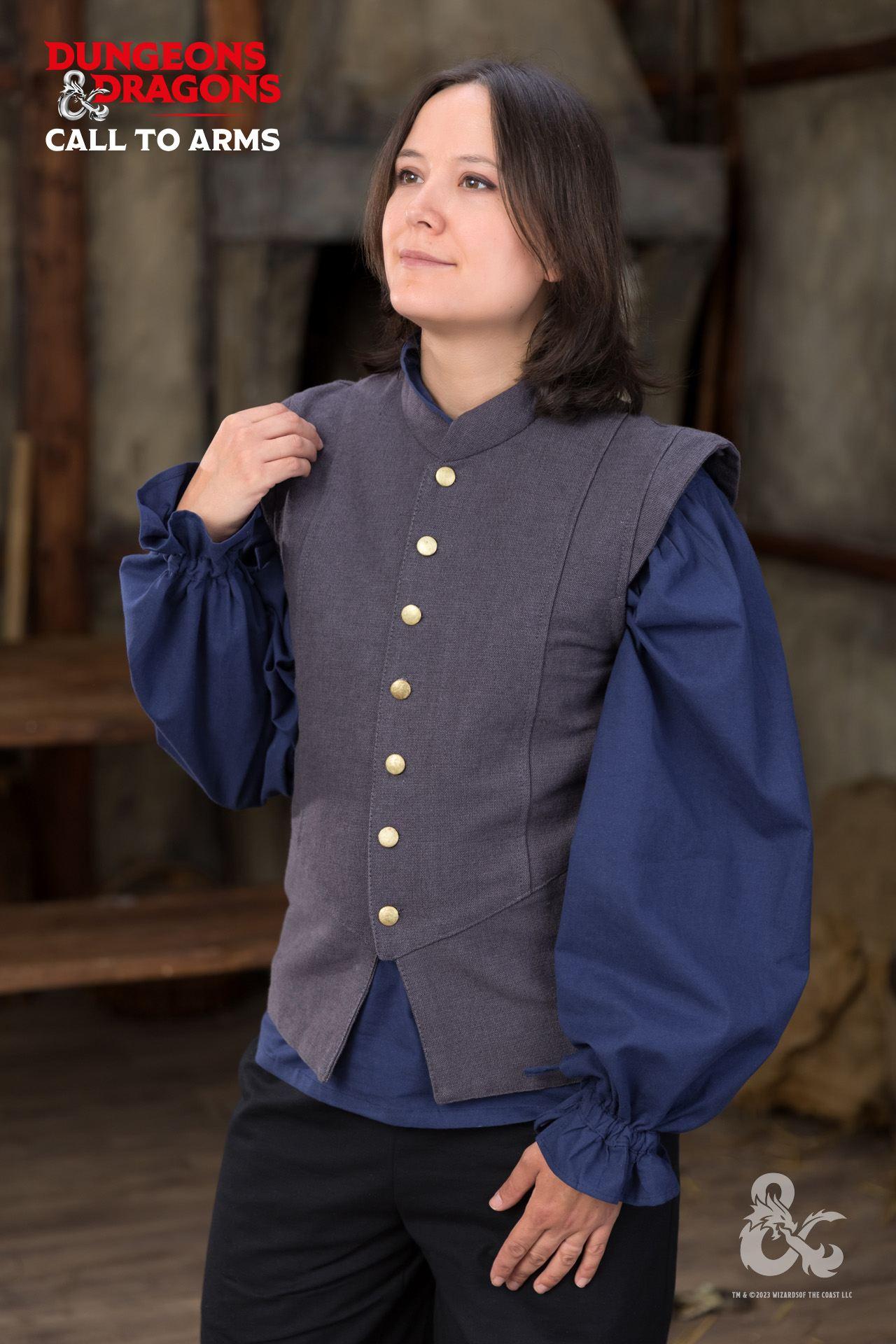 Dungeons & Dragons Bard Jerkin Grey - Medieval Fantasy LARP Costume for Roleplaying & Cosplay