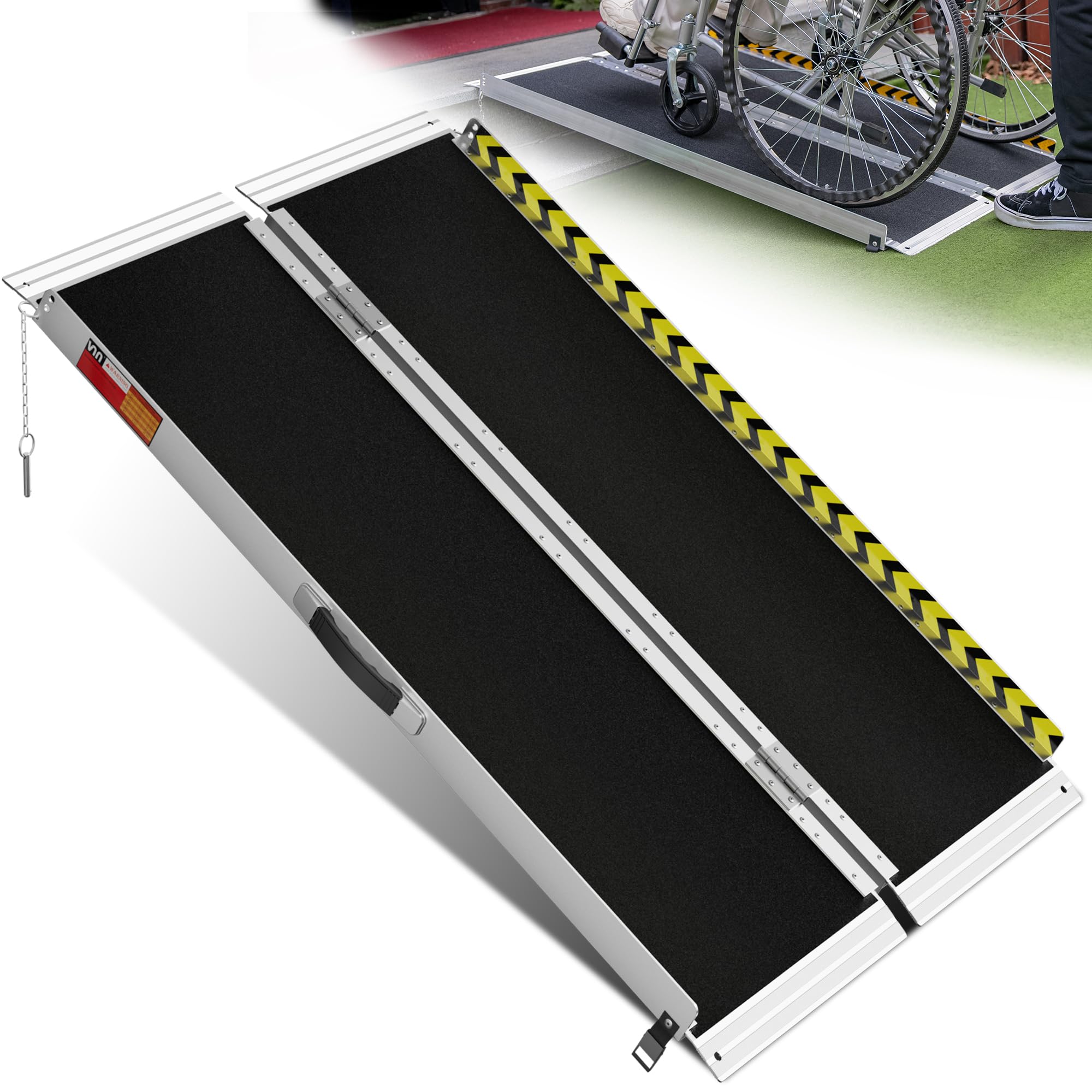 **VNN 4FT Portable Wheelchair Ramp - Lightweight Aluminum Folding Ramp with Non-Slip Surface for Home, Steps, Doorways & Scooters - Ideal for Indoor & Outdoor Mobility Access**