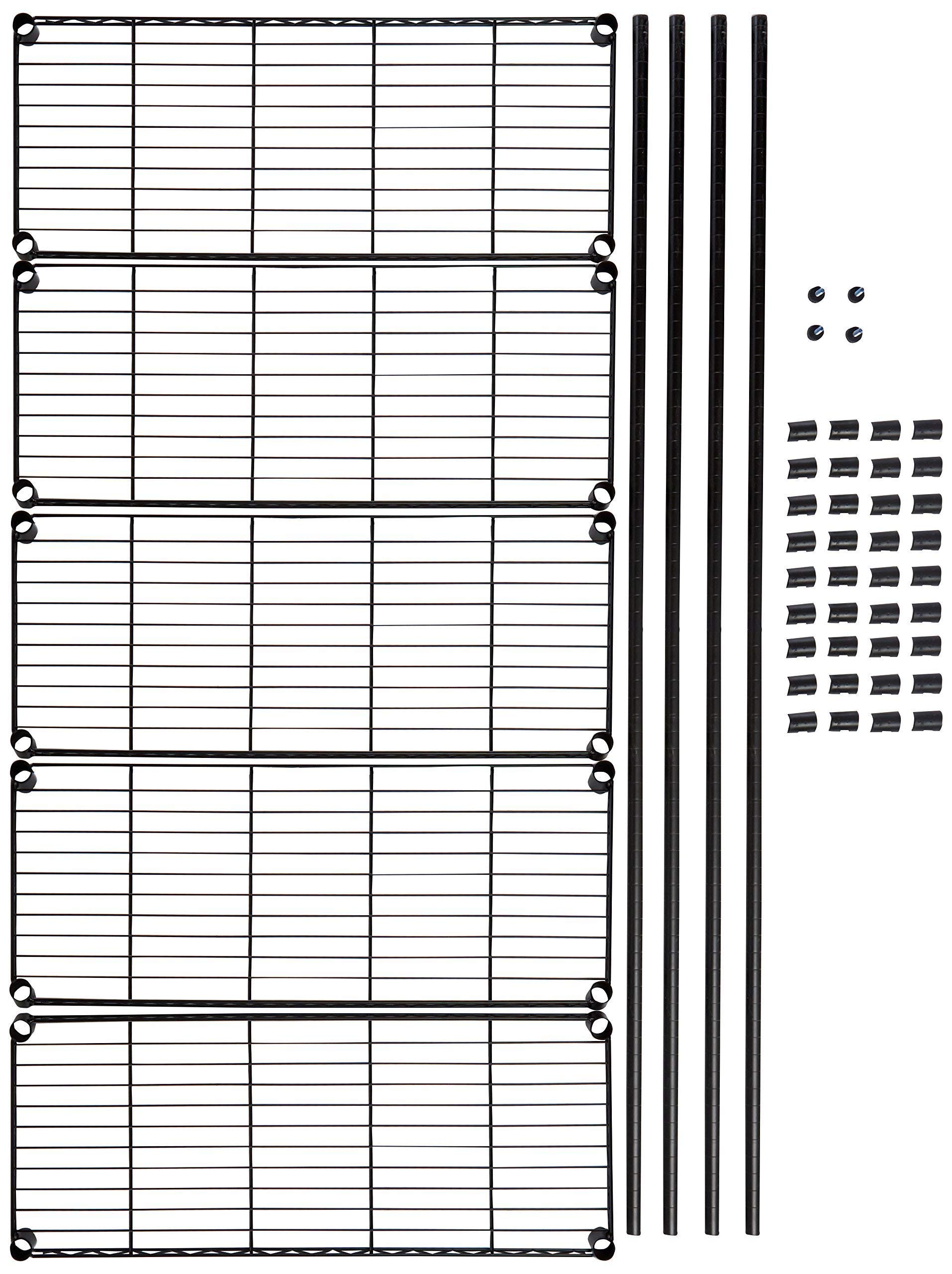 Amazon Basics 5-Shelf & 3-Shelf Adjustable Steel Storage Shelving Unit - Heavy Duty Wire Rack Organizer for Garage, Kitchen, Office - Black (Space-Saving Home & Commercial Storage Solution)