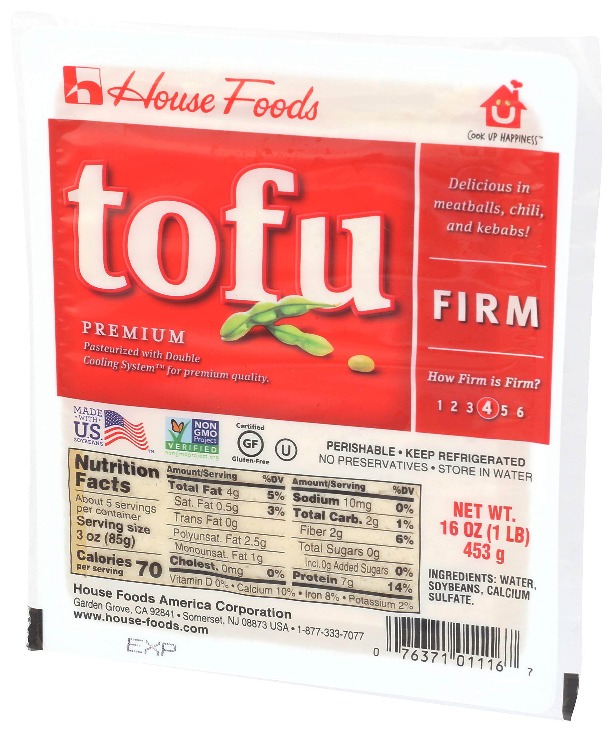 House Foods Premium Firm Tofu - 16 oz (1 lb) - Non-GMO, High Protein, Vegan & Gluten-Free - Perfect for Stir-Fry, Soup, and Healthy Meal Prep