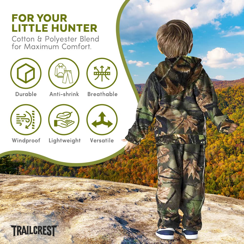 TrailCrest Toddler Camo Fleece Jacket & Pants Set - Warm Winter Outfit for Boys & Girls - Perfect for Outdoor Play, Hiking, and Cold Weather Adventures