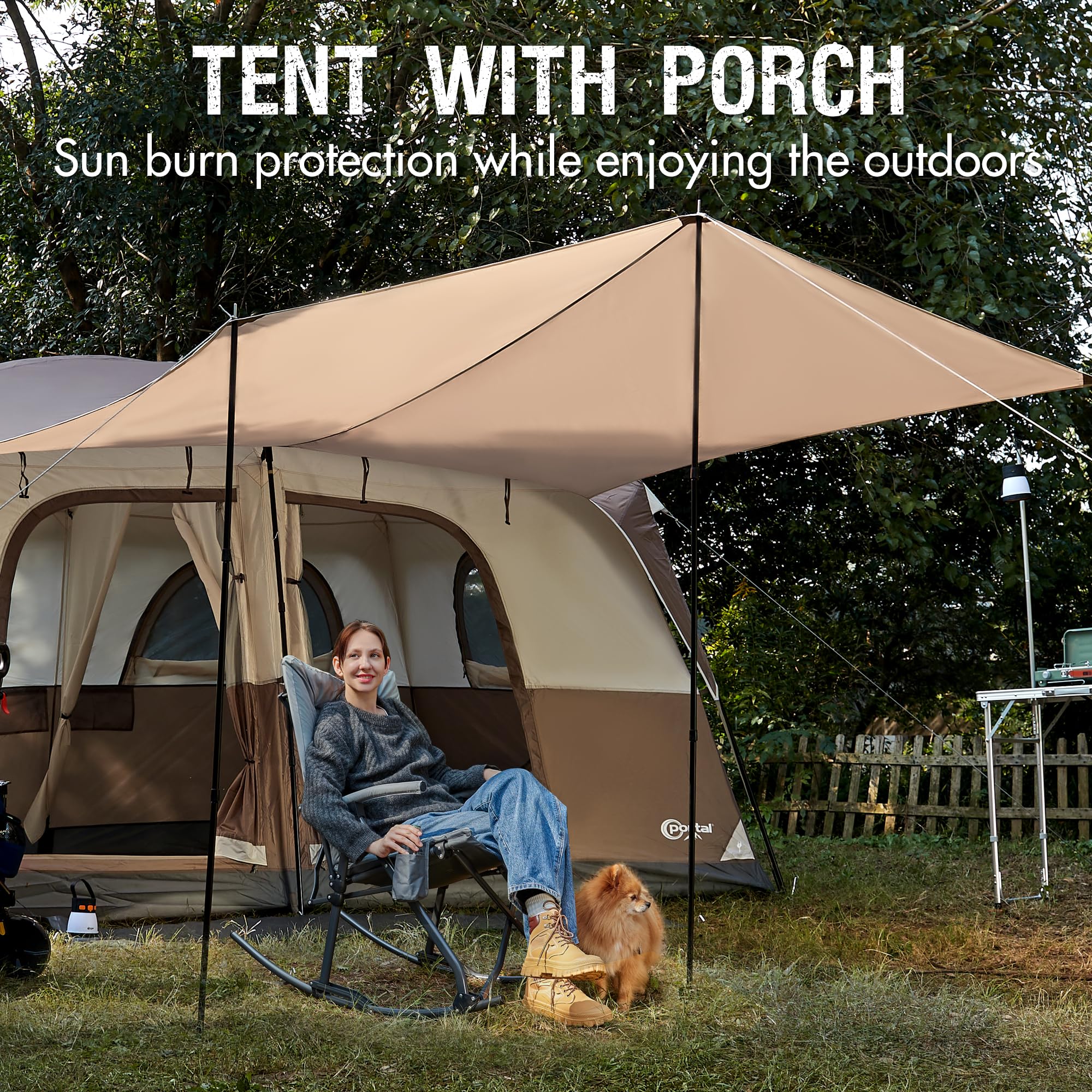 PORTAL 6 | 8 | 10 Person Family Camping Tent with Porch - Spacious Waterproof Tent with High Ceiling & Excellent Ventilation for Outdoor Adventures, Backyard Camping & Family Gatherings