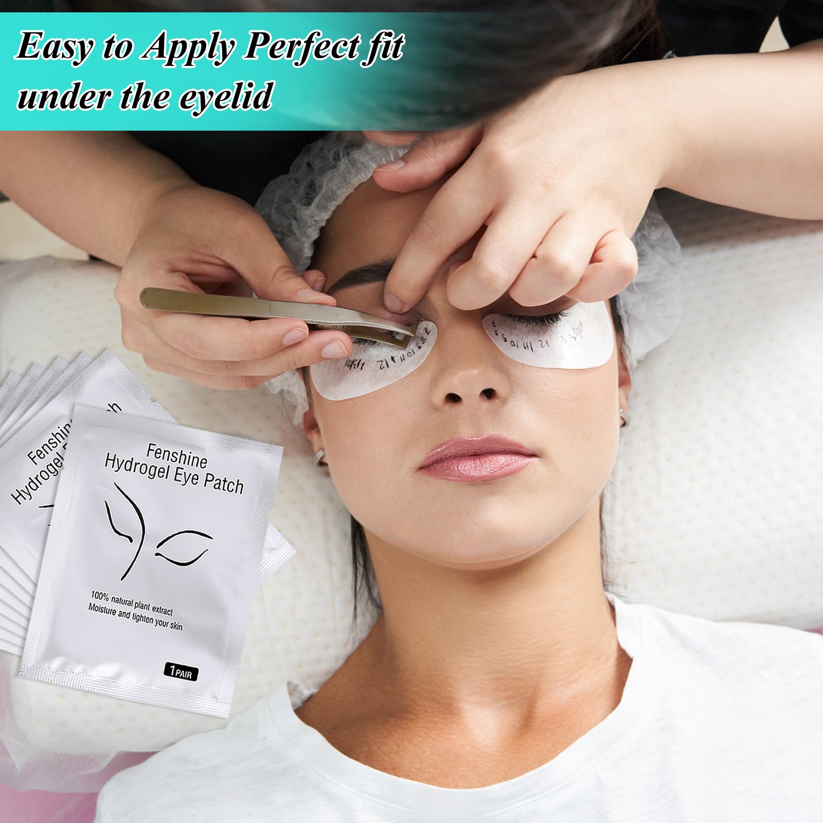 Fenshine 100 Pairs Eyelash Extension Eye Pads - Lint Free Hydrogel Under Eye Patches for Professional Lash Extensions | Gentle Protection for Sensitive Skin, Perfect for Salons & Home Lash Application