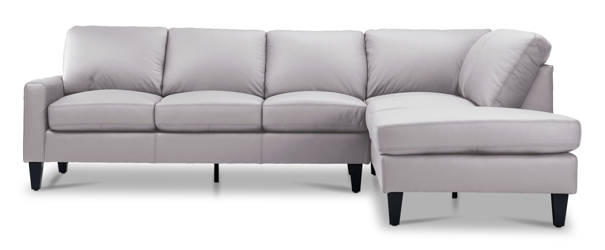 Premium Chito Leather 2-Piece Sectional Sofa with Right Facing Chaise Lounge - Cloud Grey Fabric | Modern Living Room Furniture for Home Theater & Family Gatherings